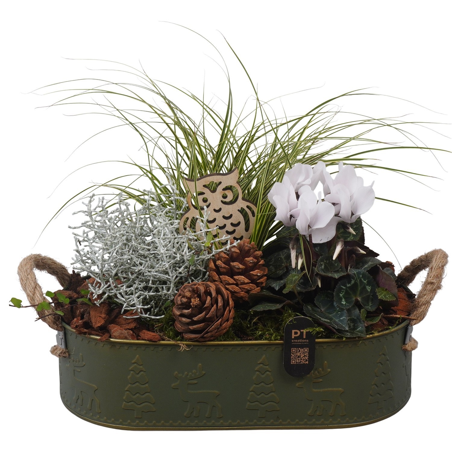 PTWO2880 Arrangement Winter Outdoor in metalen pot, D 30