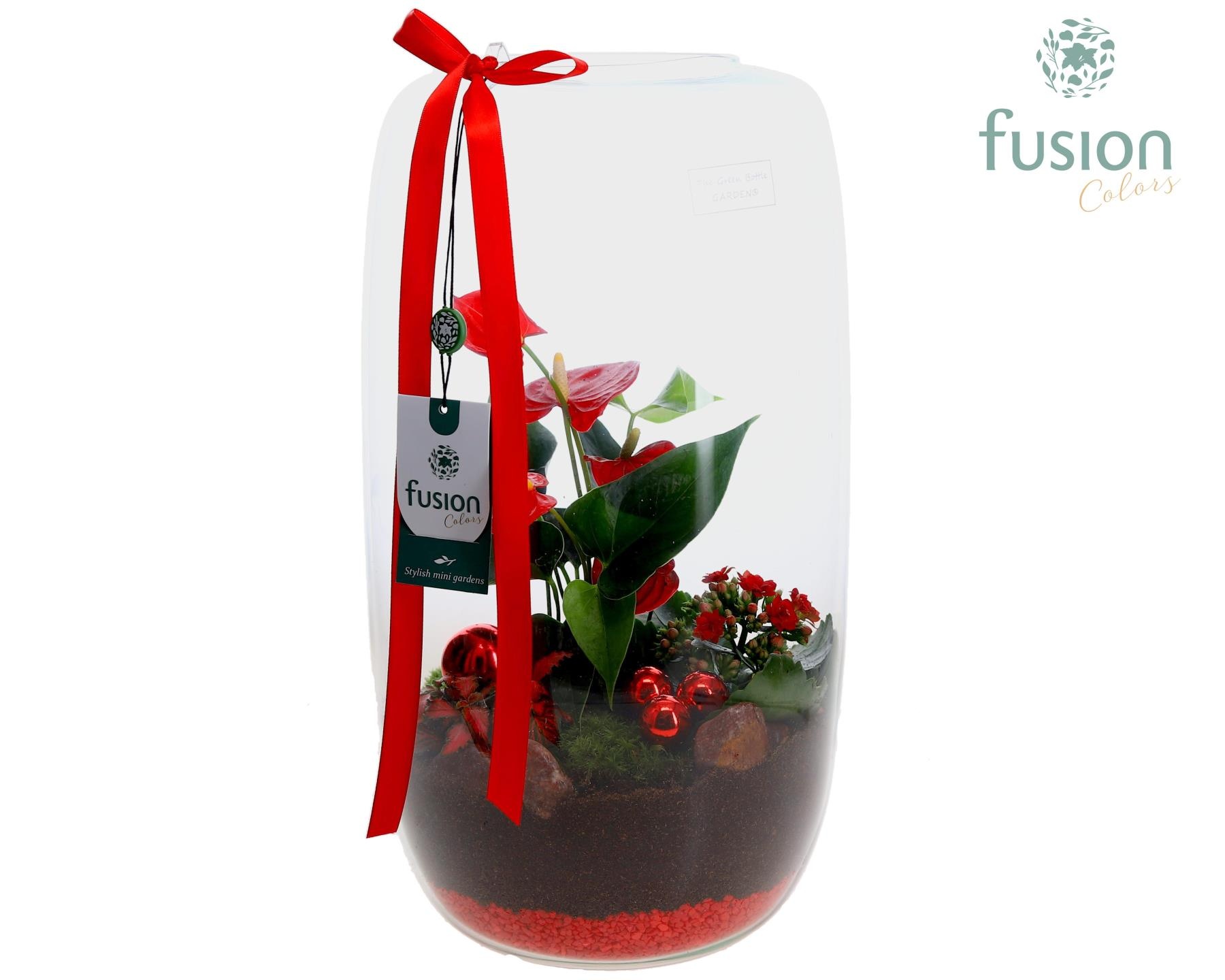 Green Bottle Isabella XXLarge Kerst met Arrangement, D 25 cm