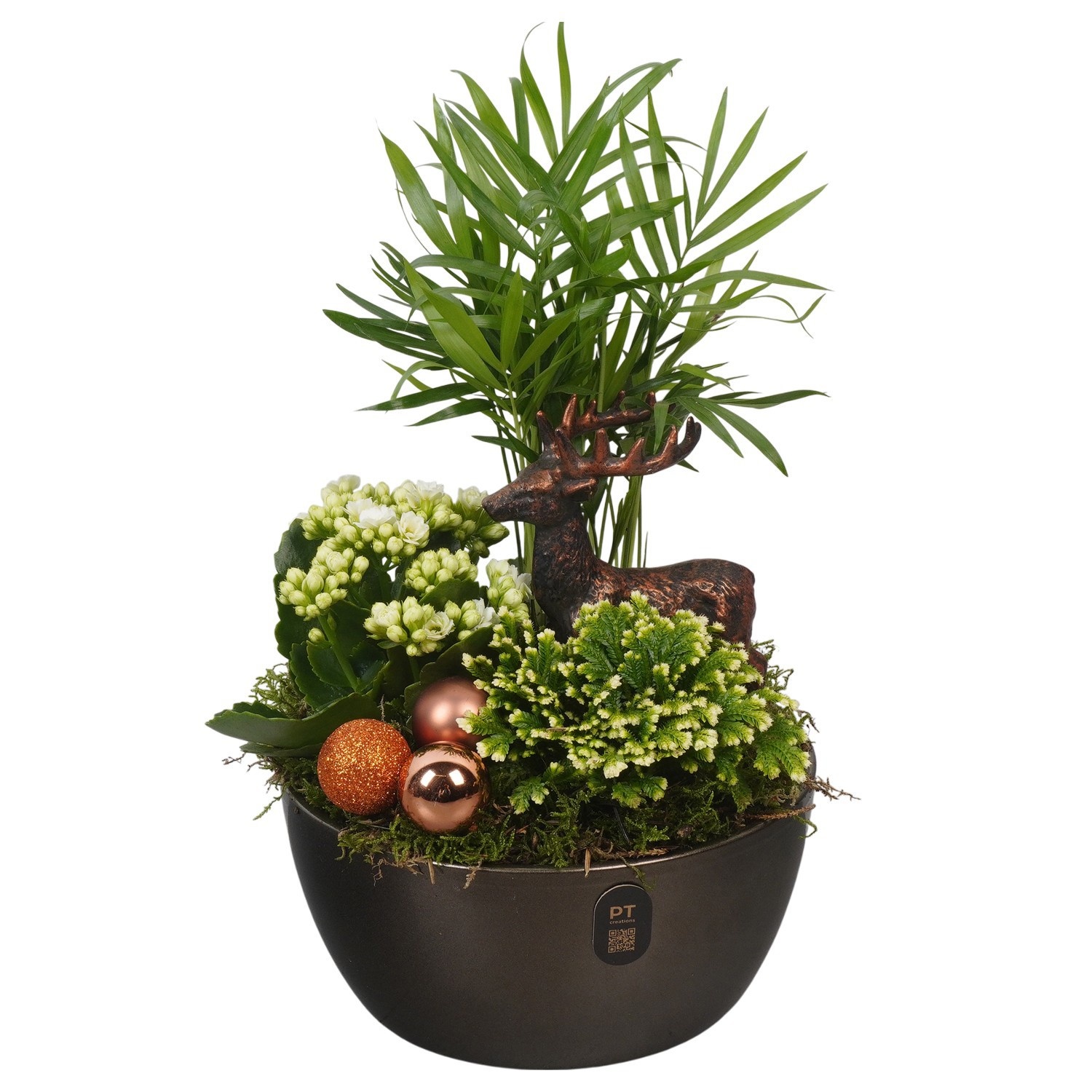 PTCHB5866 Arrangement Christmas Bronze in keramiek schaal, D 18