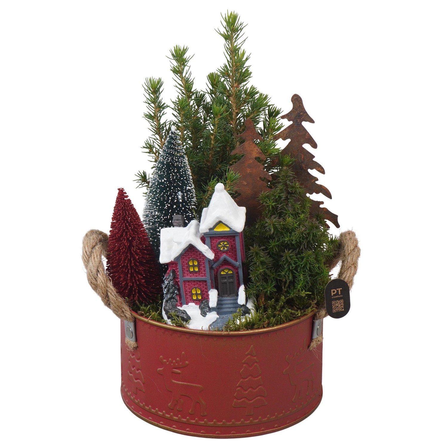 PTCWW7828 Arrangement Winter in metalen pot, D 16