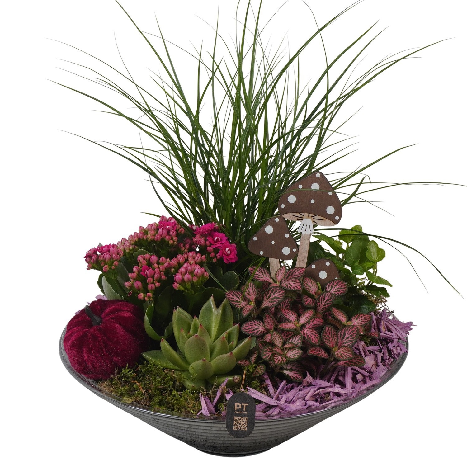 PTHG8269 Arrangement Autumn Glass in glas schaal, D 26