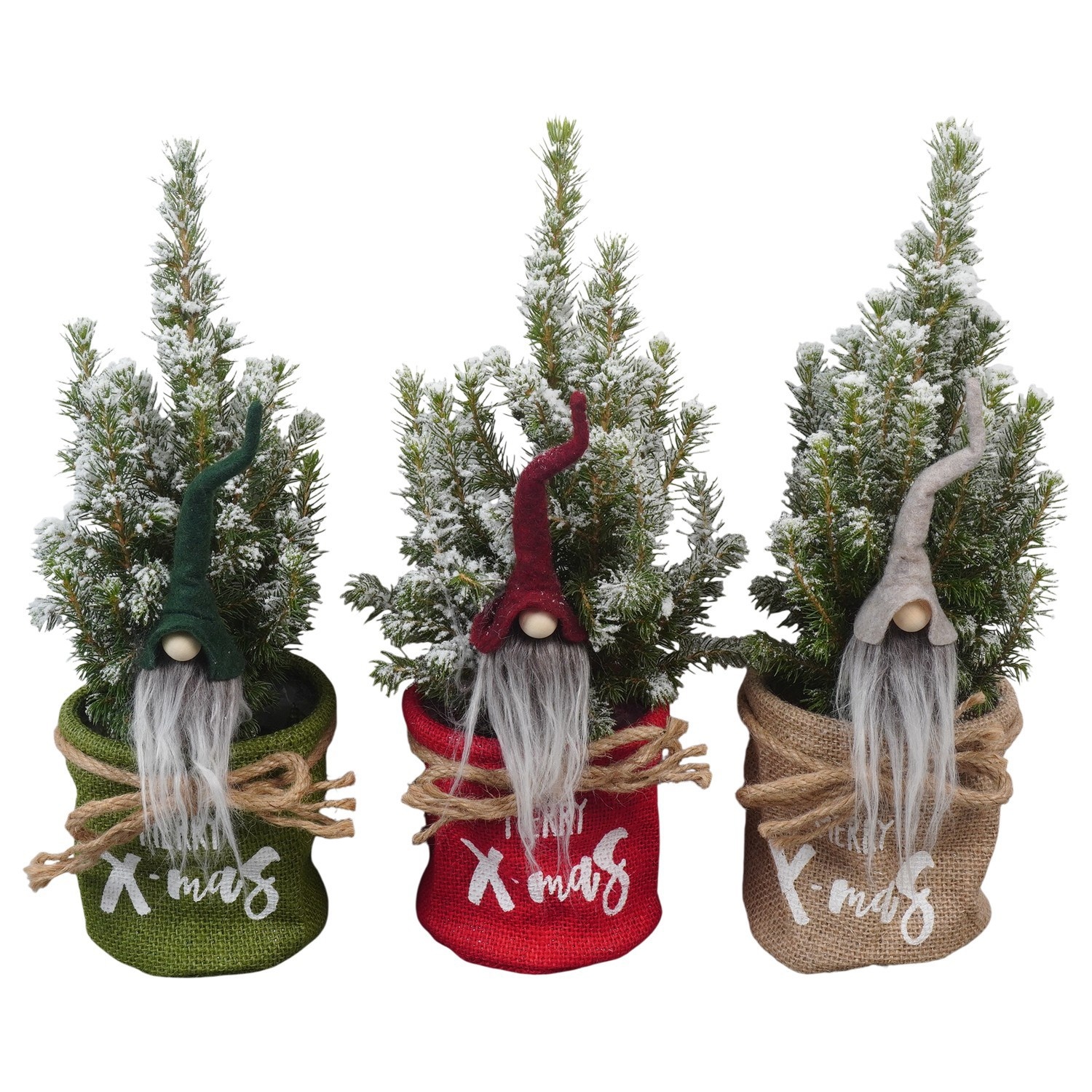 PTK26150 Conica Perfecta met sneeuw in jute mix met decoratie, D 11