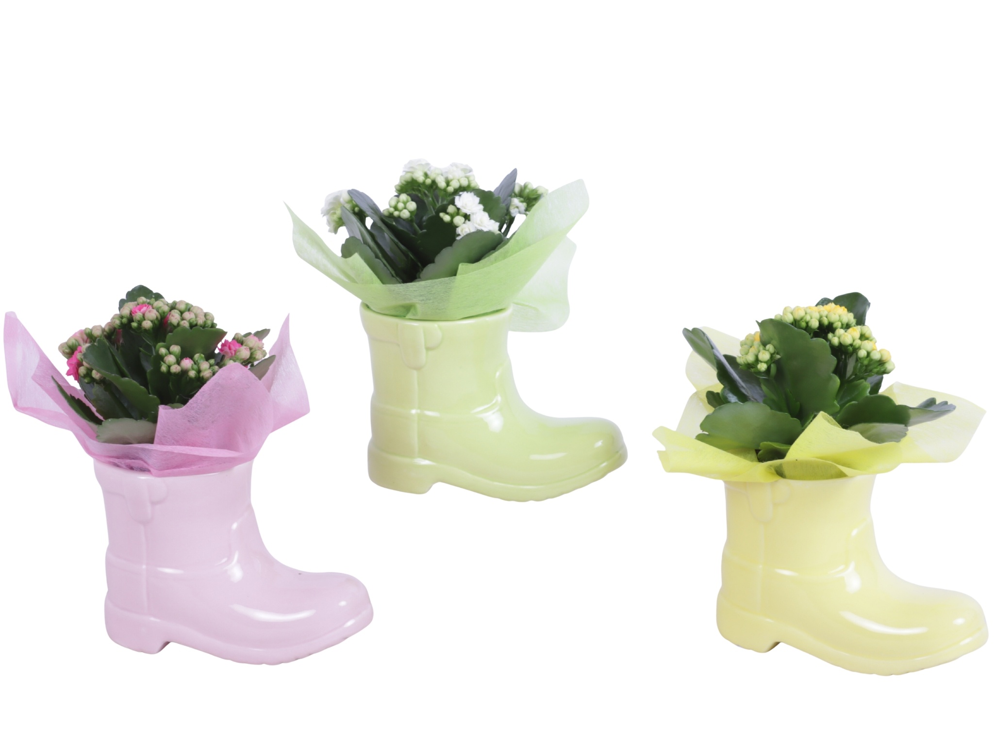 Early Spring Arr. Indoor Ceramic Boot Gr/Pi/Ye Ø15cm 1PP, D 15
