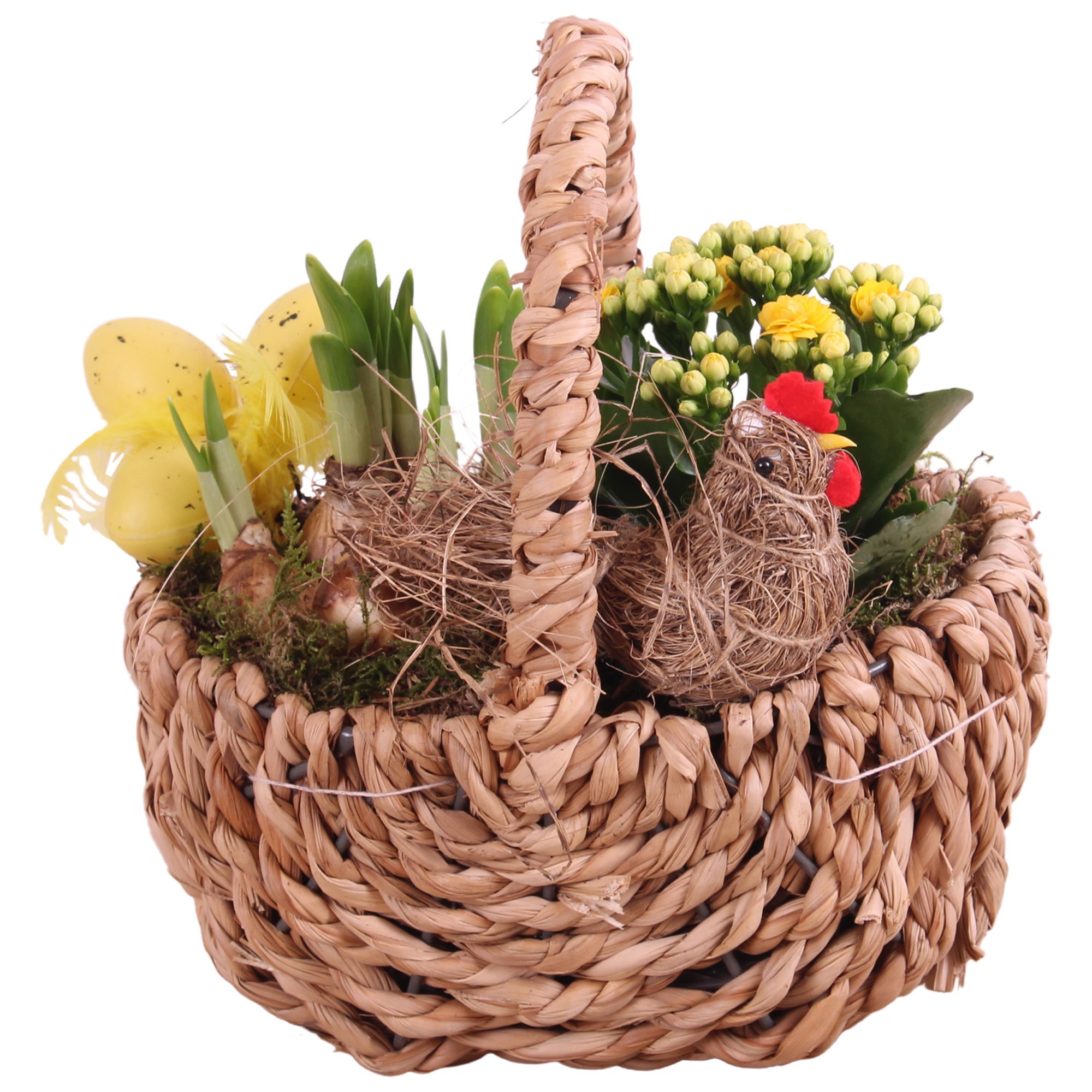 Easter Arr. Indoor Waterhyacint Handle Basket Ø21cm 2PP, D 21