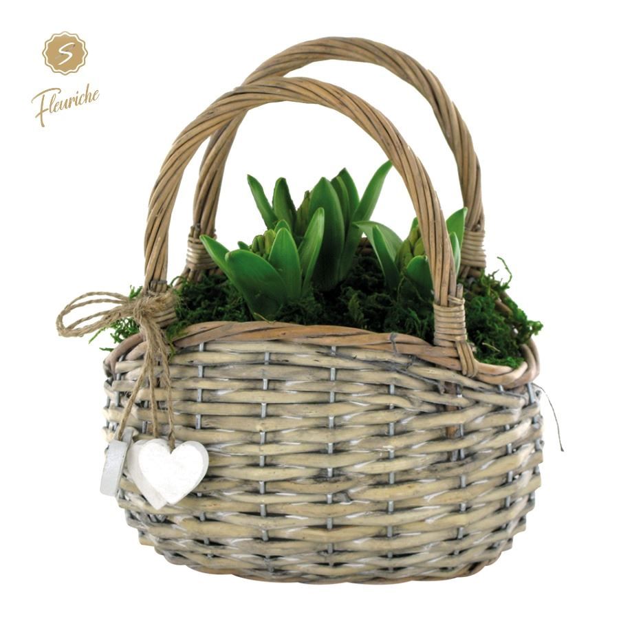 (3701) Hyacint Basket with Handle 3PP Mos, D 21 cm