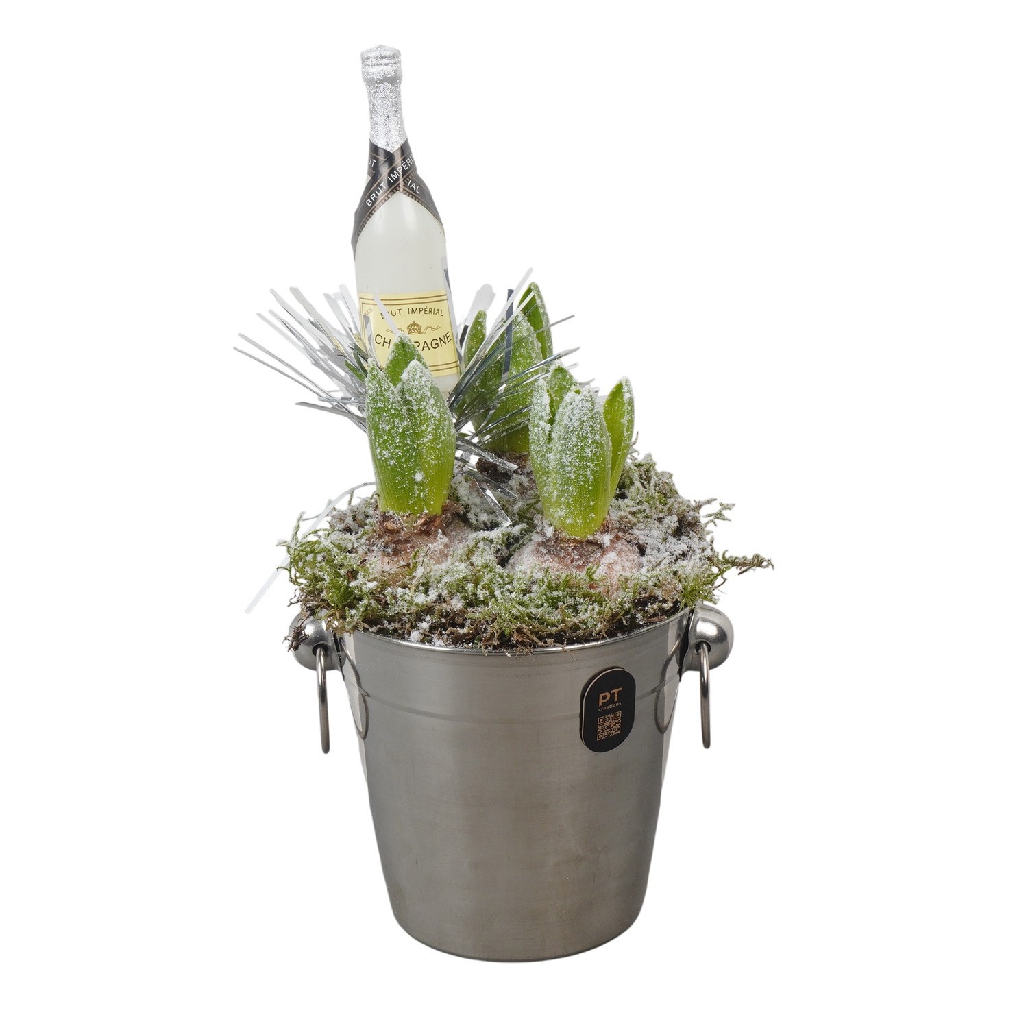 PTON6711 Arrangement New Year in metaal emmer, D 12