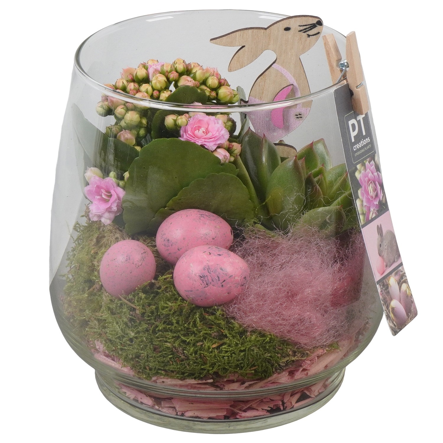 PTPG9375 Arrangement Easter in glas vaas, D 16