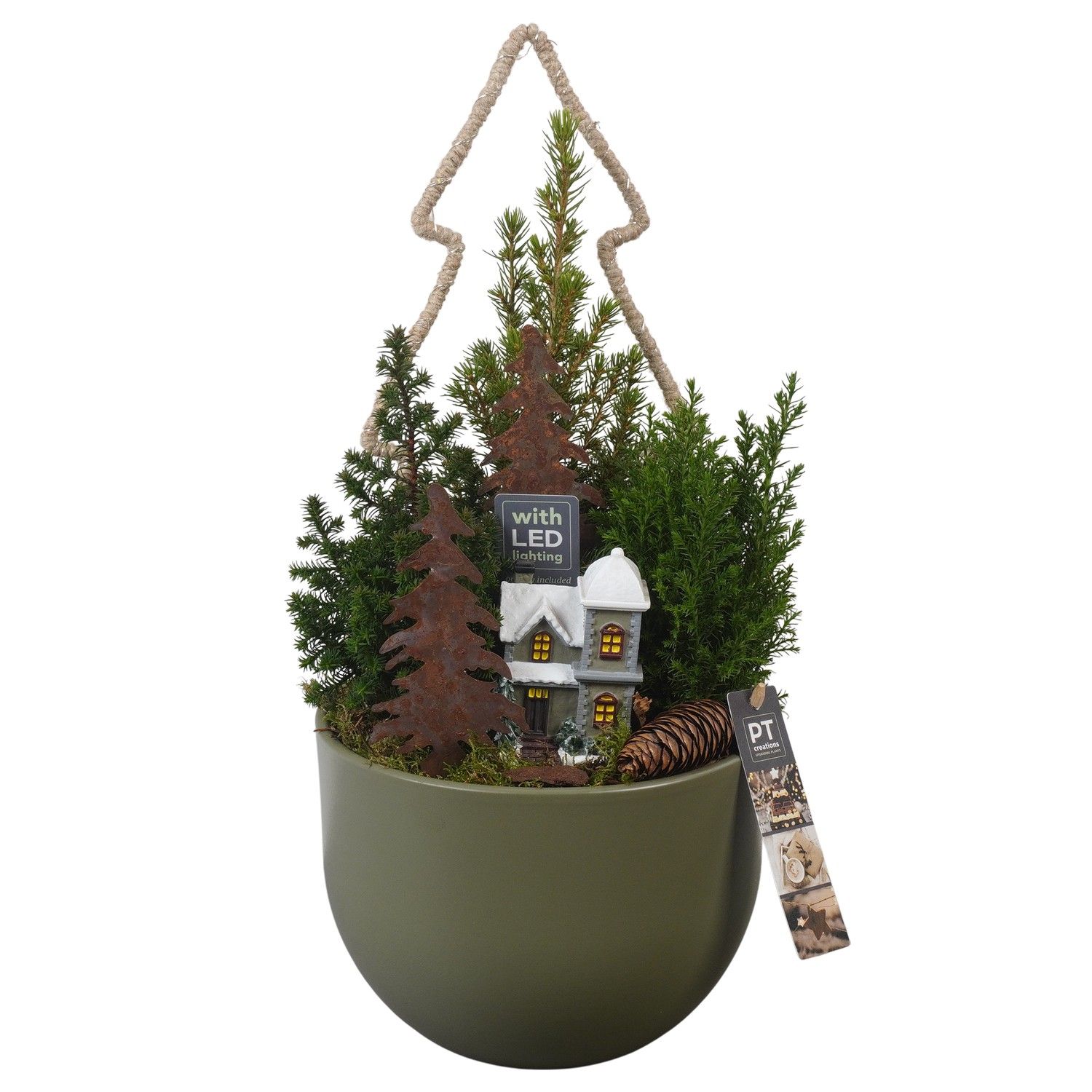 PTCWW6923 Arrangement Winter in keramiek pot, D 19 cm