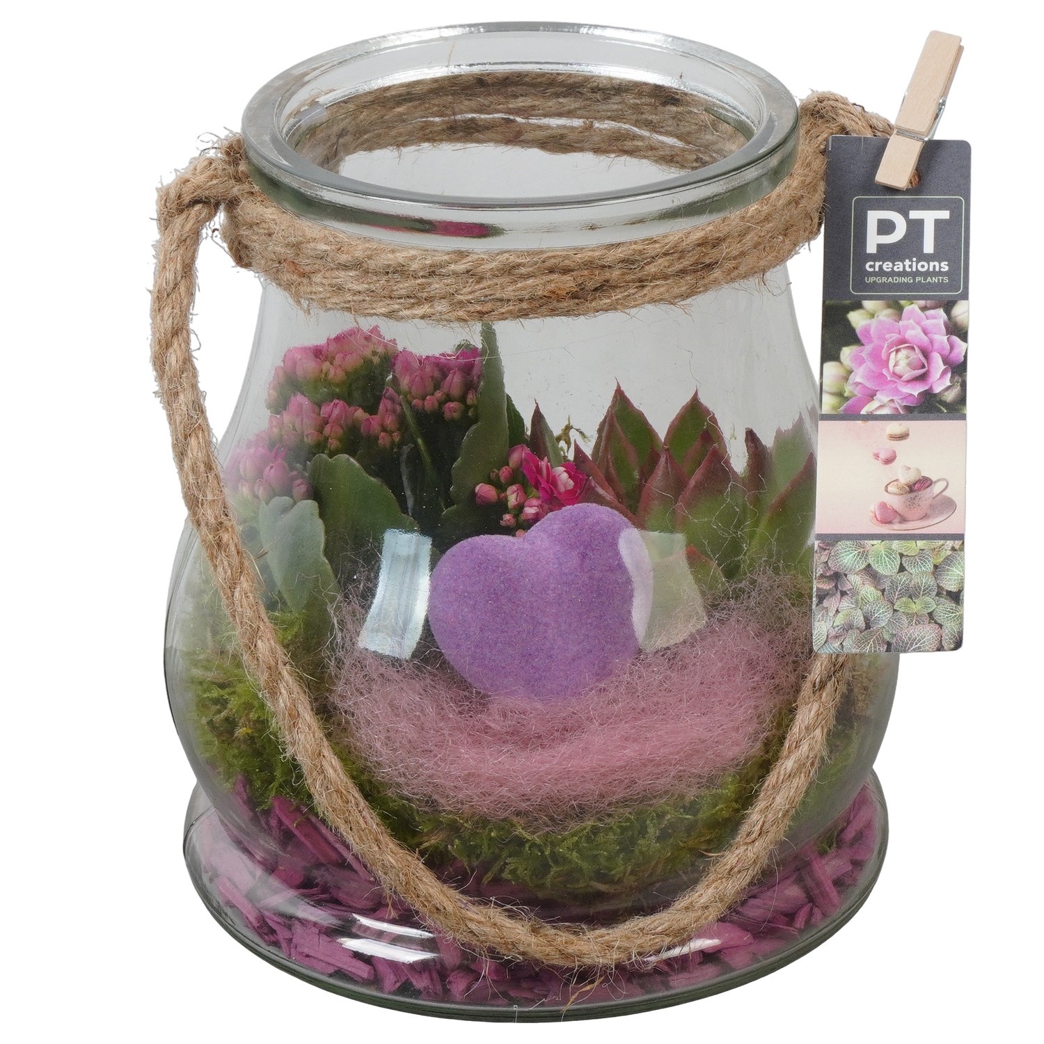 PTVMG4910 Arrangement Valentines-Mothersday in glas vaas, D 16