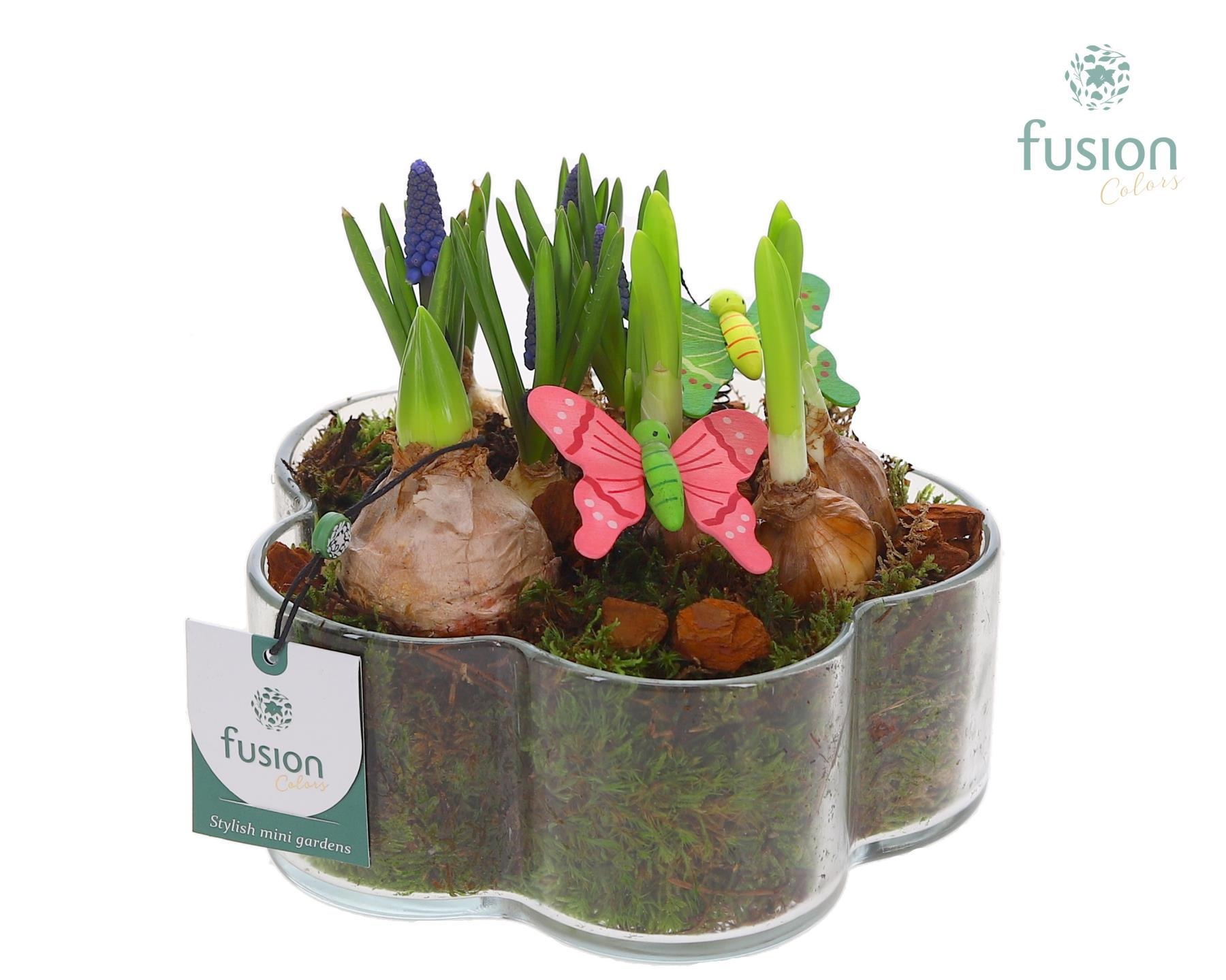 Glazen Bloemschaalmet Mixbol arrangement, D 18