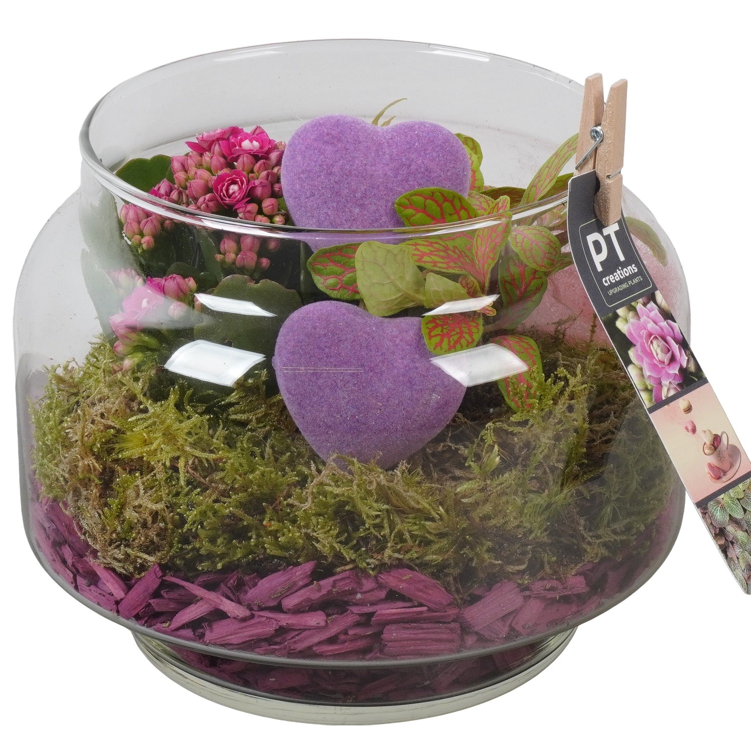 PTVMG4947 Arrangement Valentines-Mothersday in glas vaas, D 18