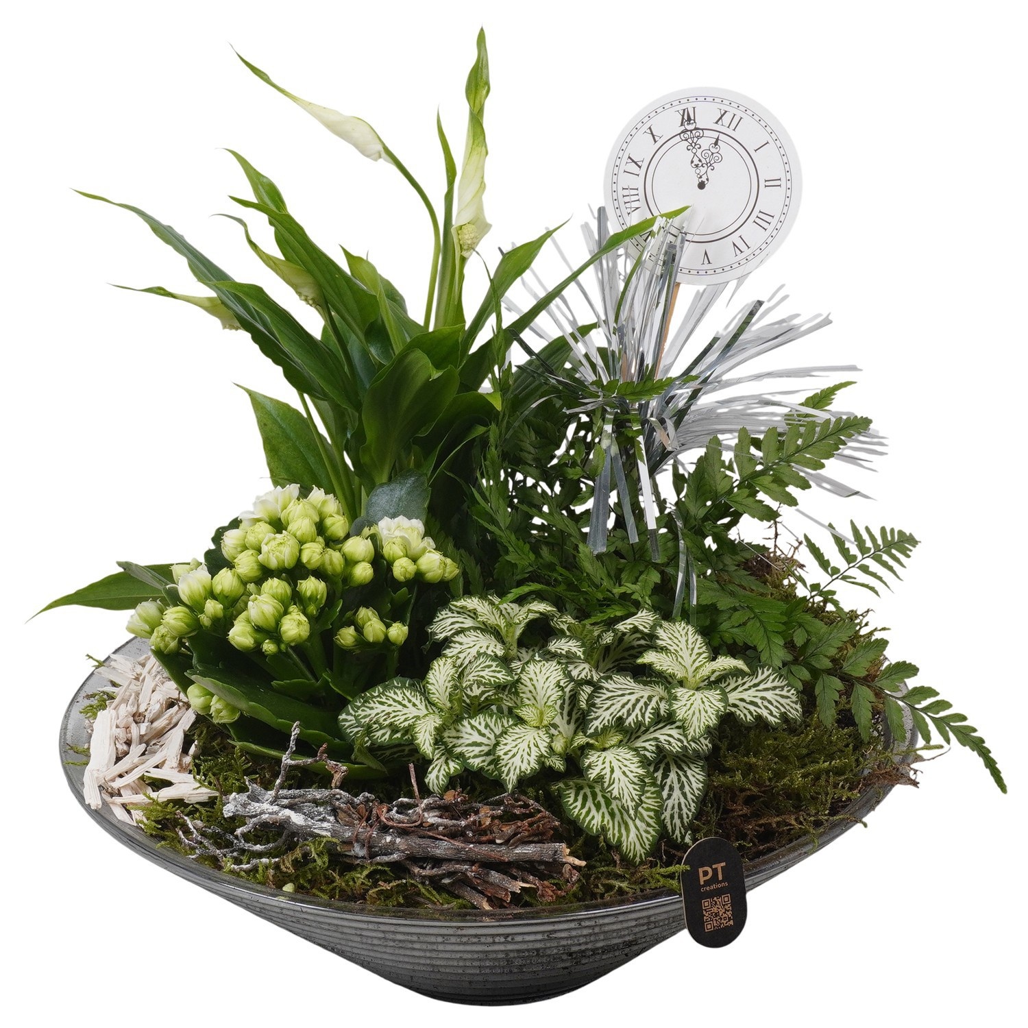 PTON6733 Arrangement New Year in glas schaal, D 26