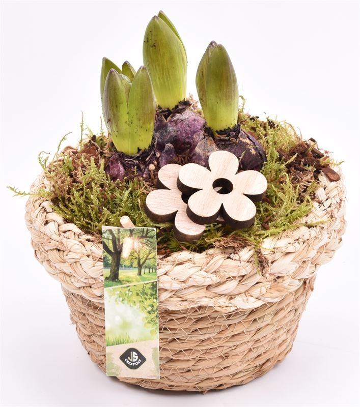 Jute mand met rand 18cm, D 18