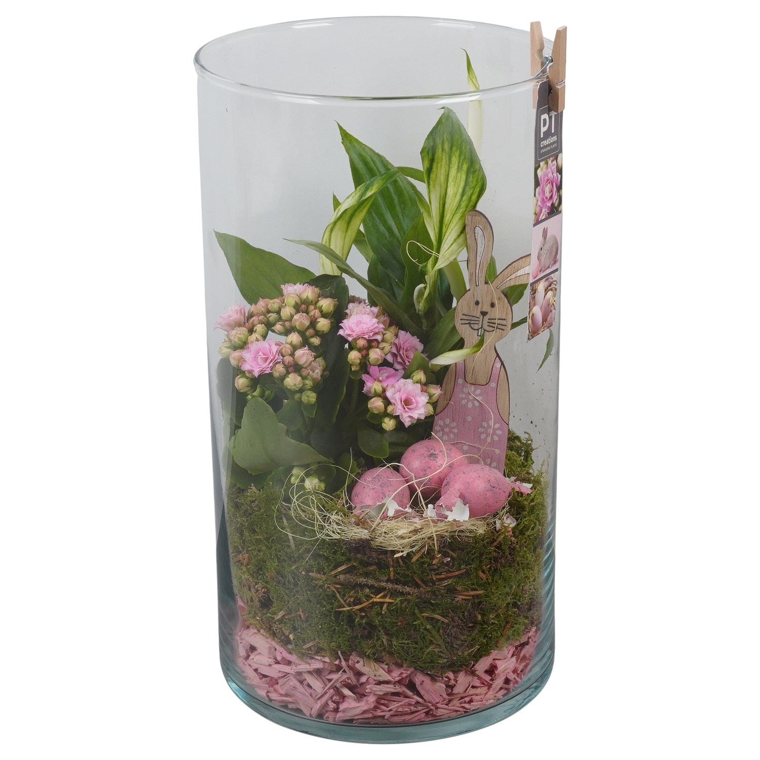 PTPG9334 Arrangement Easter in glas vaas, D 16