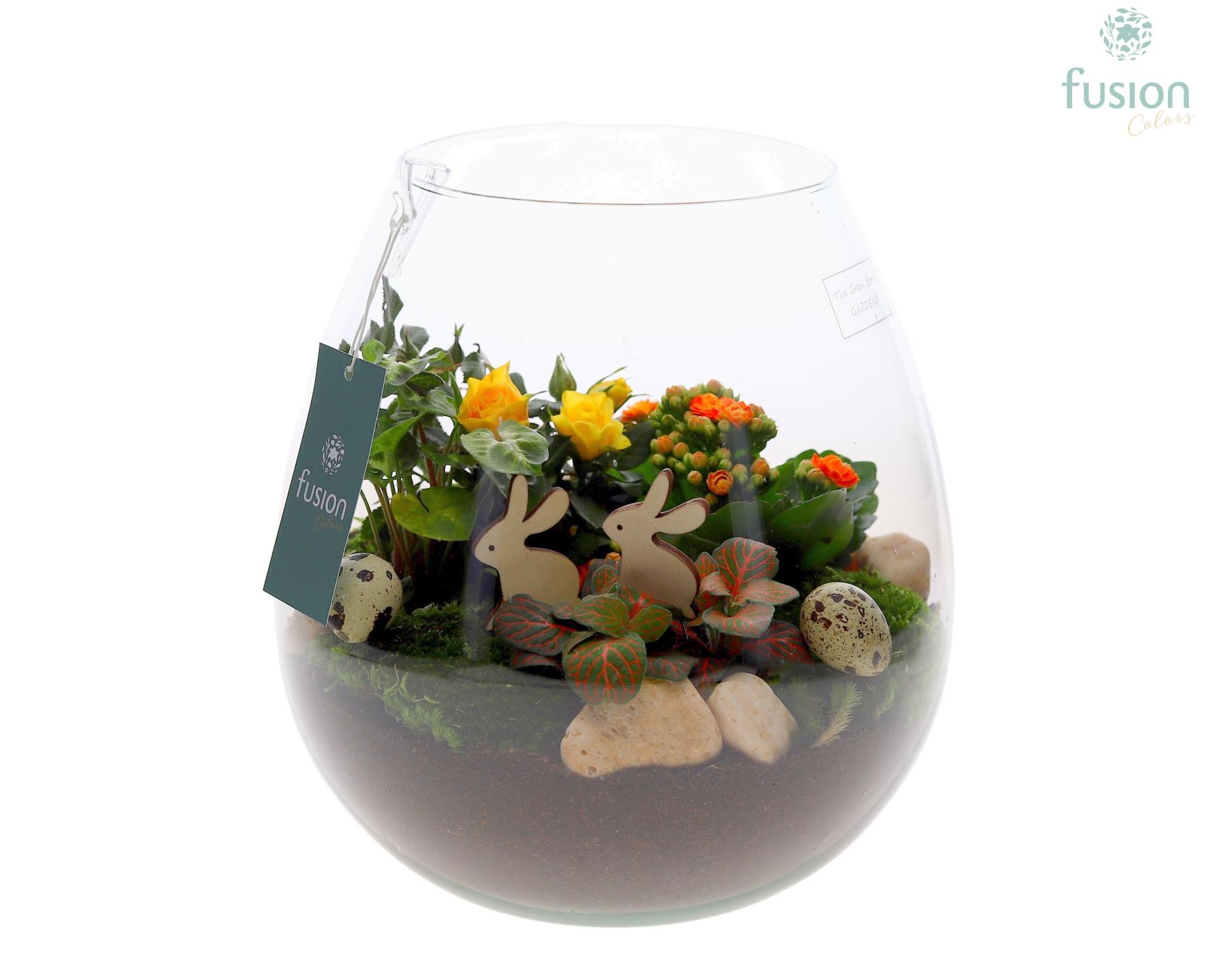 Green Bottle Abby Large Pasen met arrangement, D 24