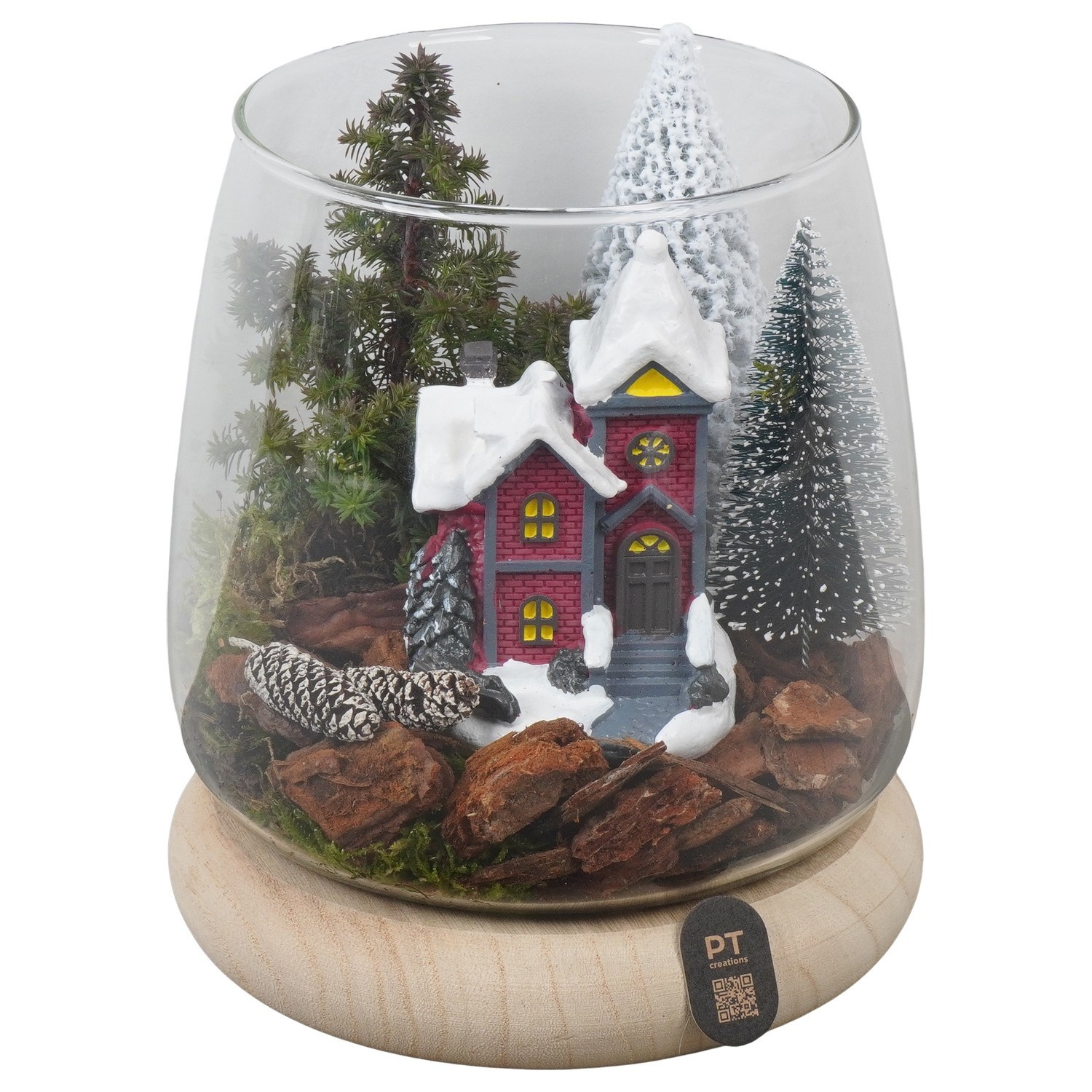 PTCWW7710 Arrangement Winter in glazen vaas, D 16