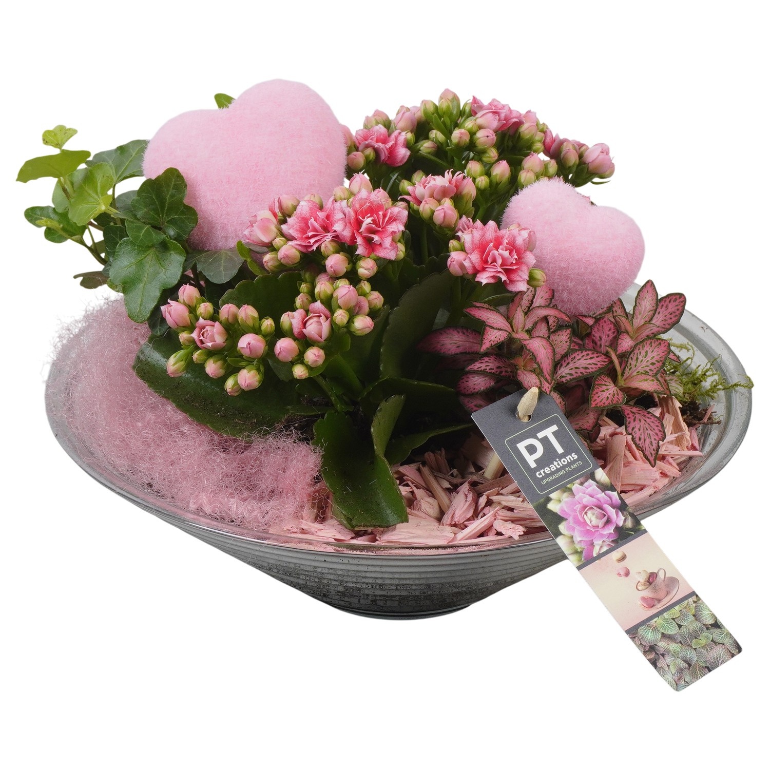 PTVMG4972 Arrangement Valentines-Mothersday in glas schaal, D 26