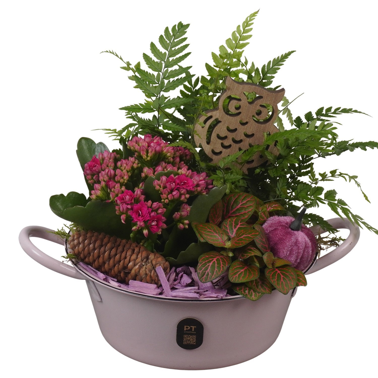 PTHI3419 Arrangement Autumn Indoor in metalen schaal, D 19