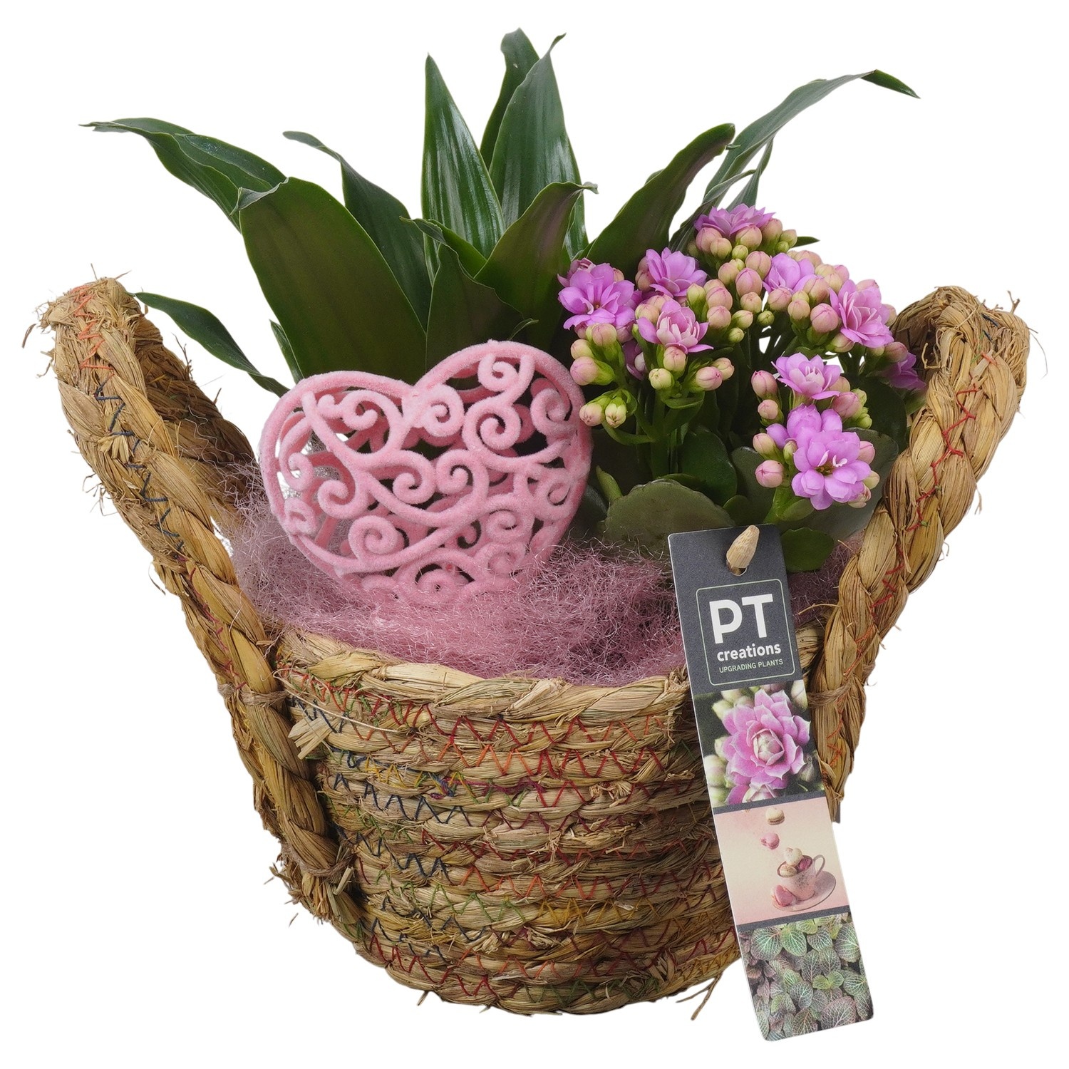 PTVMB2343 Arrangement Valentines-Mothersday in riet mand, D 15