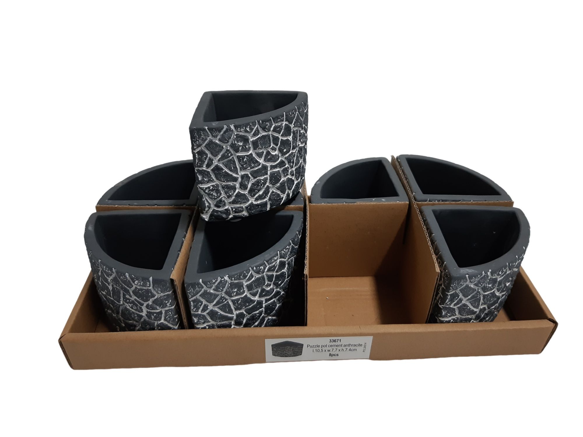 Puzzle Pots Small 10,5x7.7xH7cm Antraciet, D 10