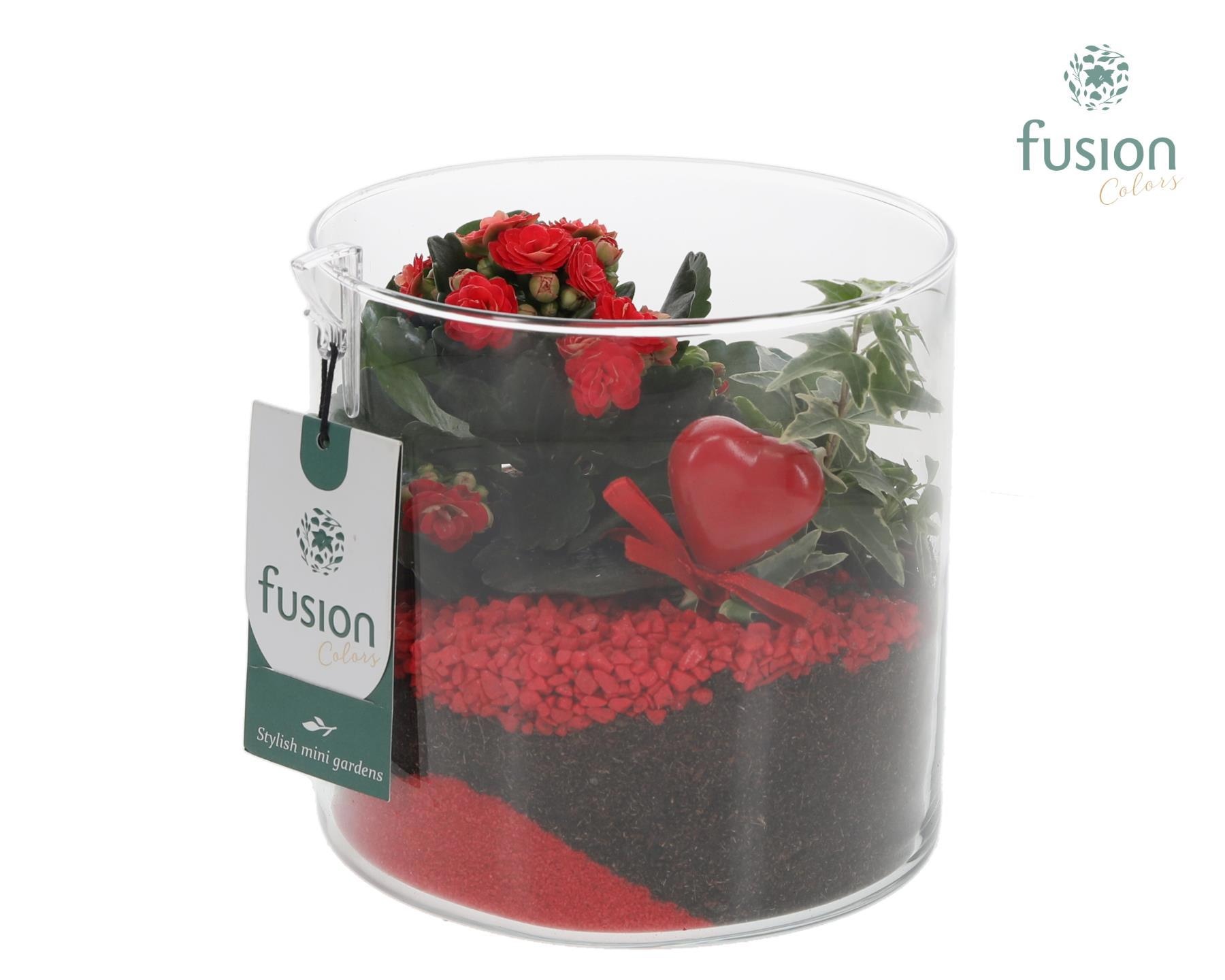 Glas Cilinder vaas met arrangement, D 15