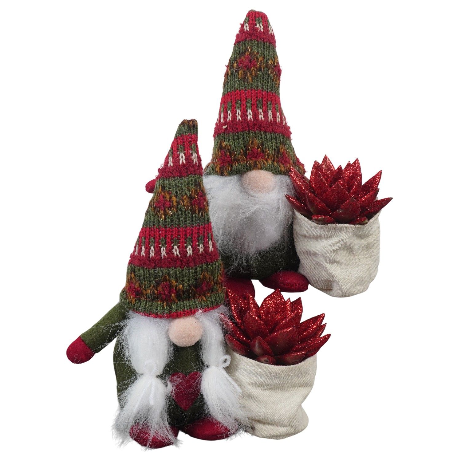 PTCHR7385 Arrangement Christmas Red in stoffen gnome, D 15 cm