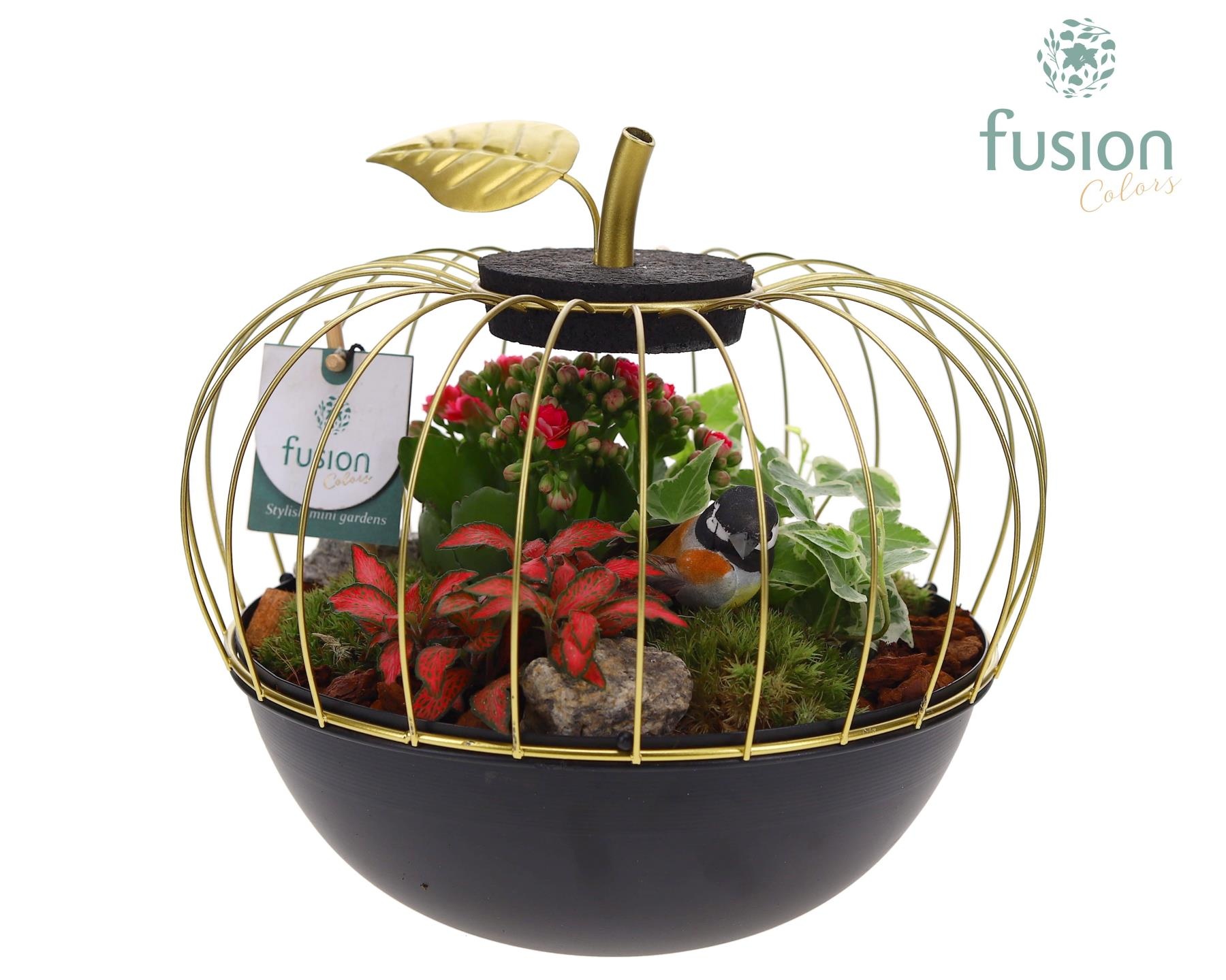 Metaal appel zwart Large met Arrangement, D 23