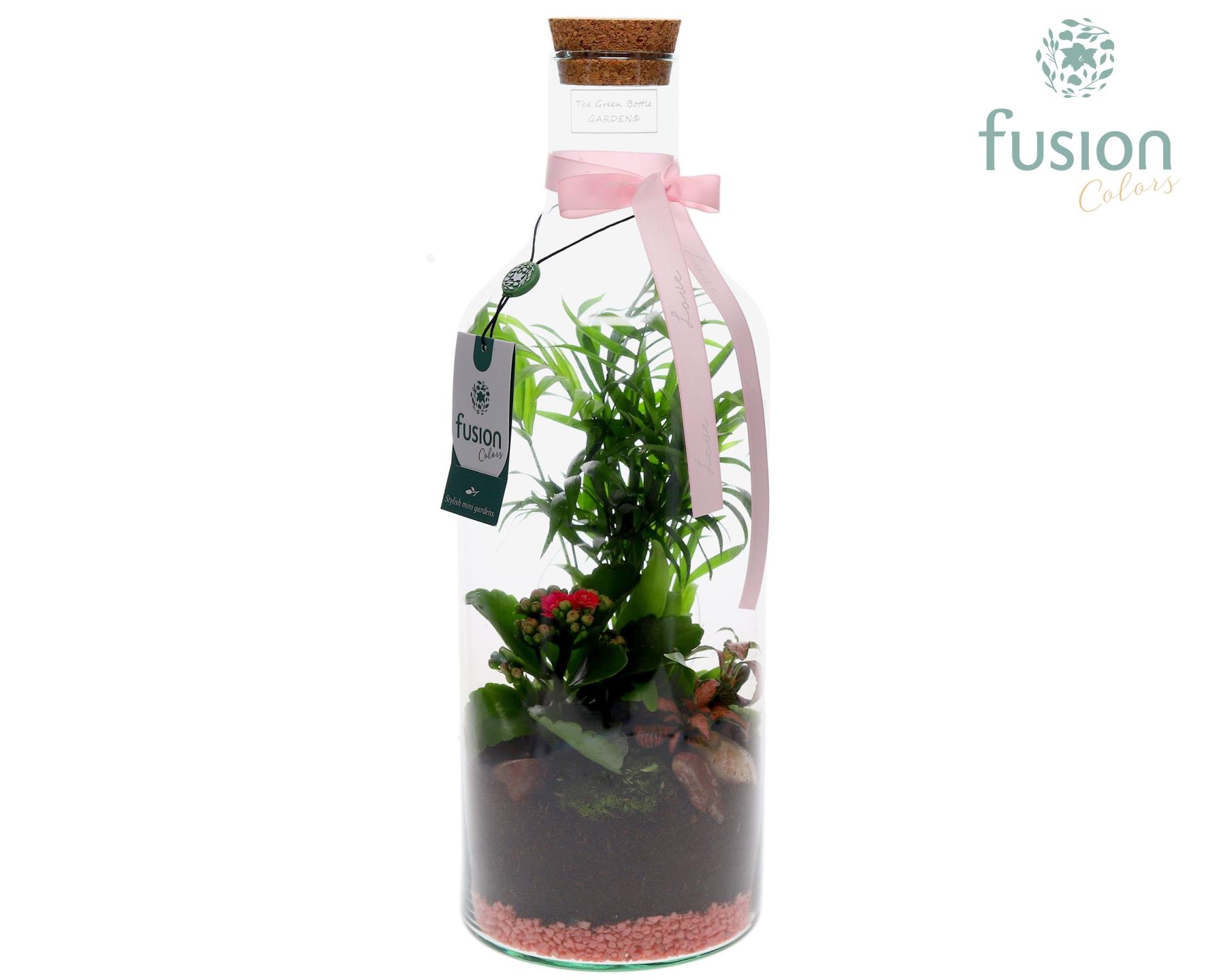 Green Bottle Fles Medium Love met Arrangement, D 15