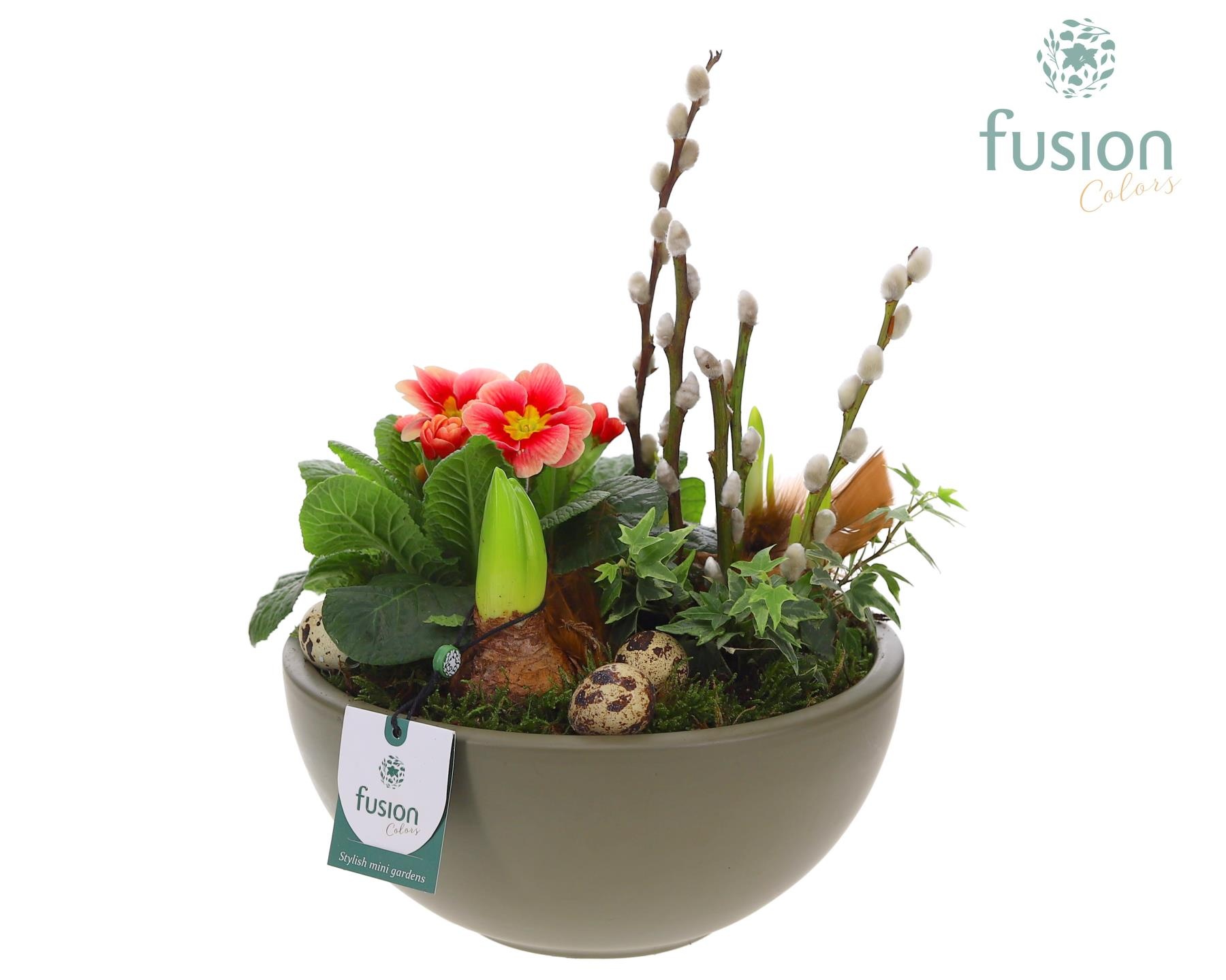 Schaal keramiek Moon Pasen Voorjaar met arrangement, D 22