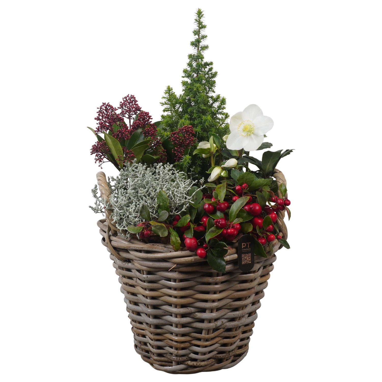 PTWO2844 Arrangement Winter Outdoor in rieten mand, D 28
