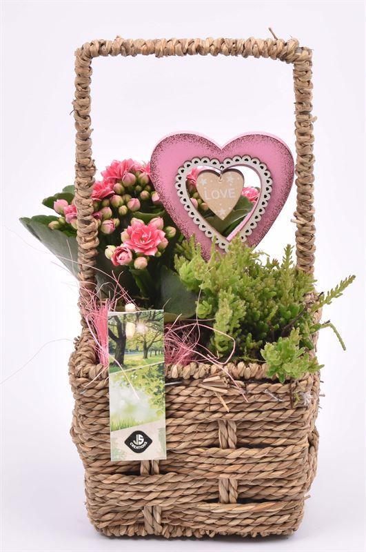 Touw mand vierkant 12,5x12,5cm, D 13