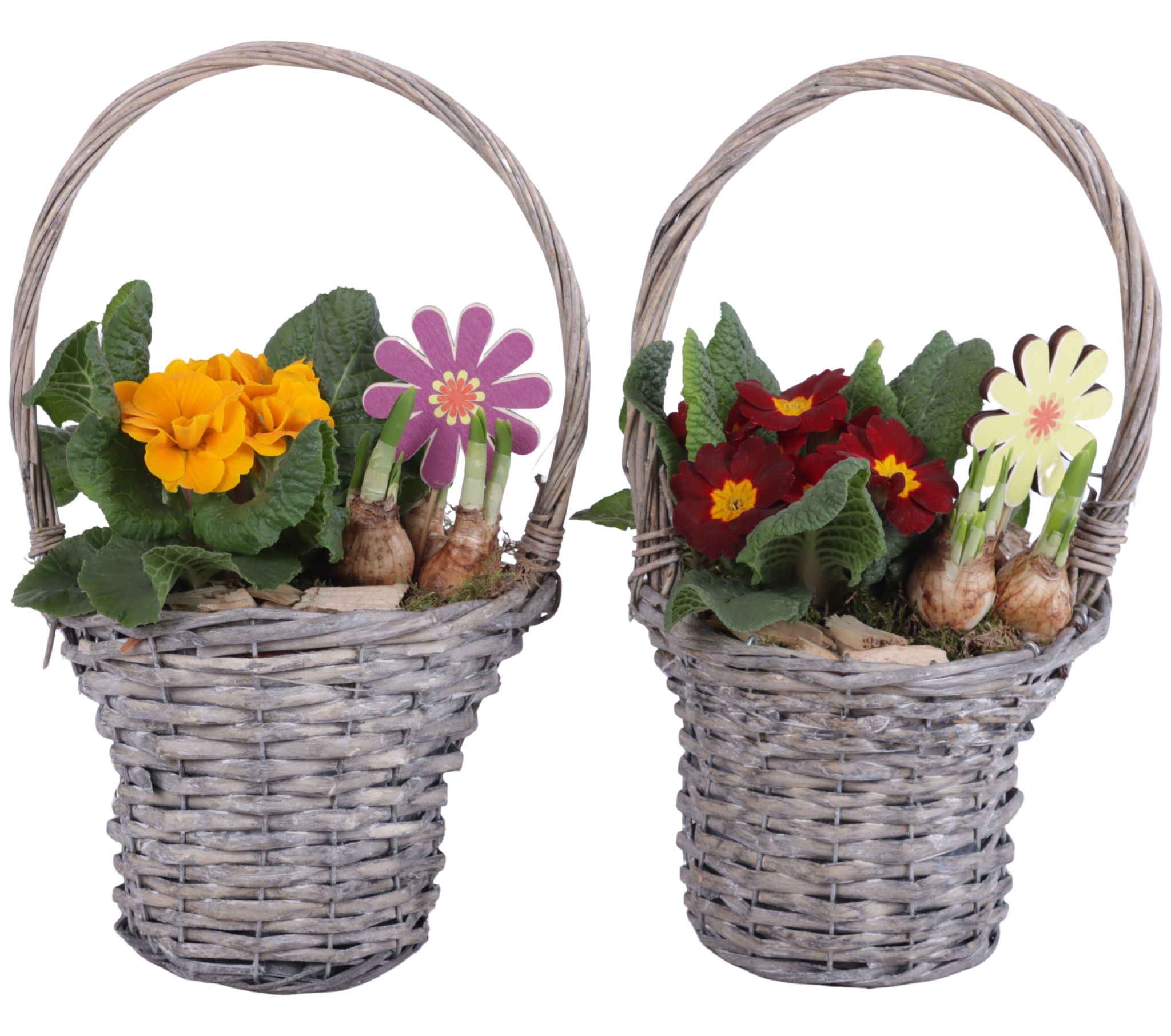 Early Spring Arr. Outdoor Willow Handle Basket Ø18cm 2PP, D 18