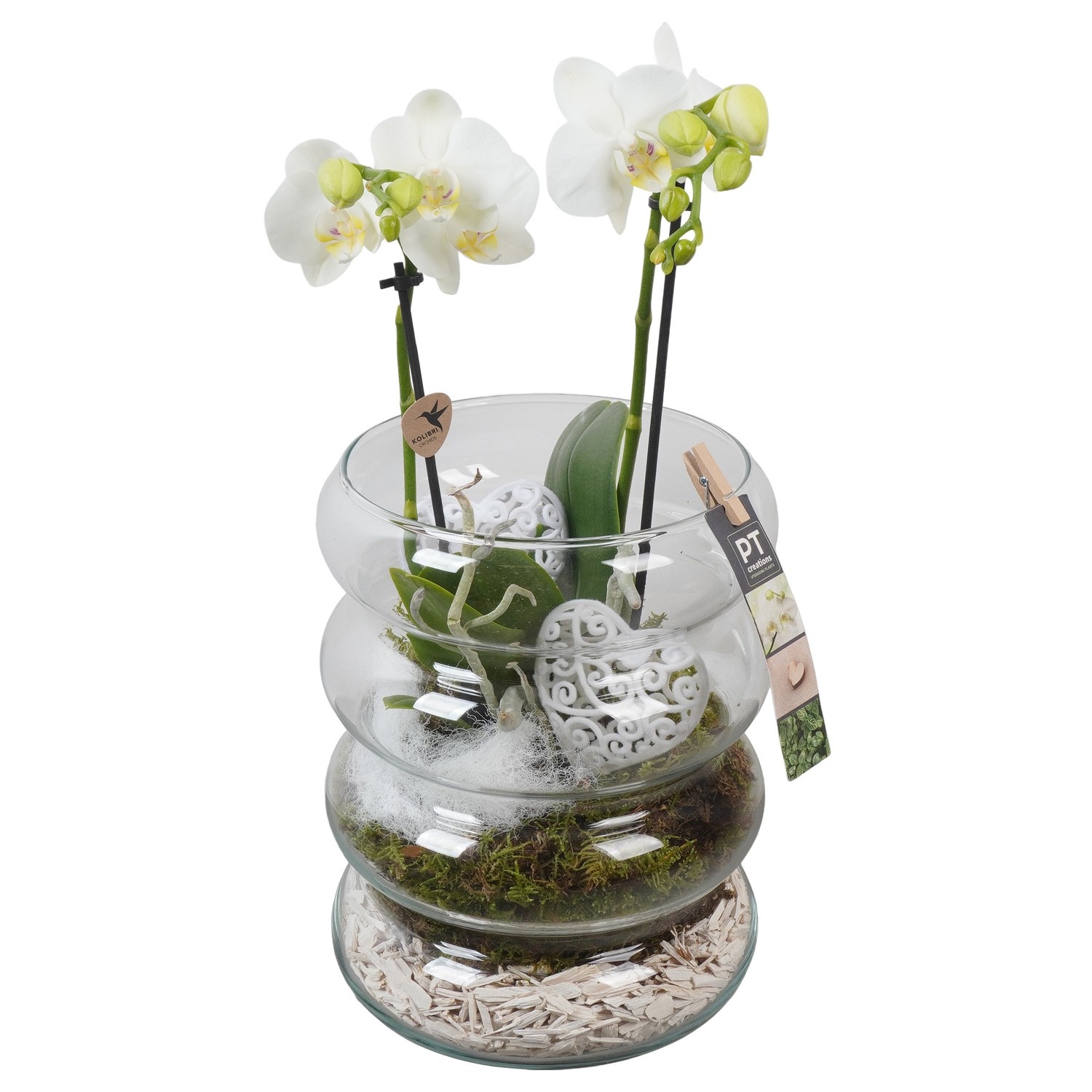 PTVMG4994 Arrangement Valentines-Mothersday in glas vaas, D 18