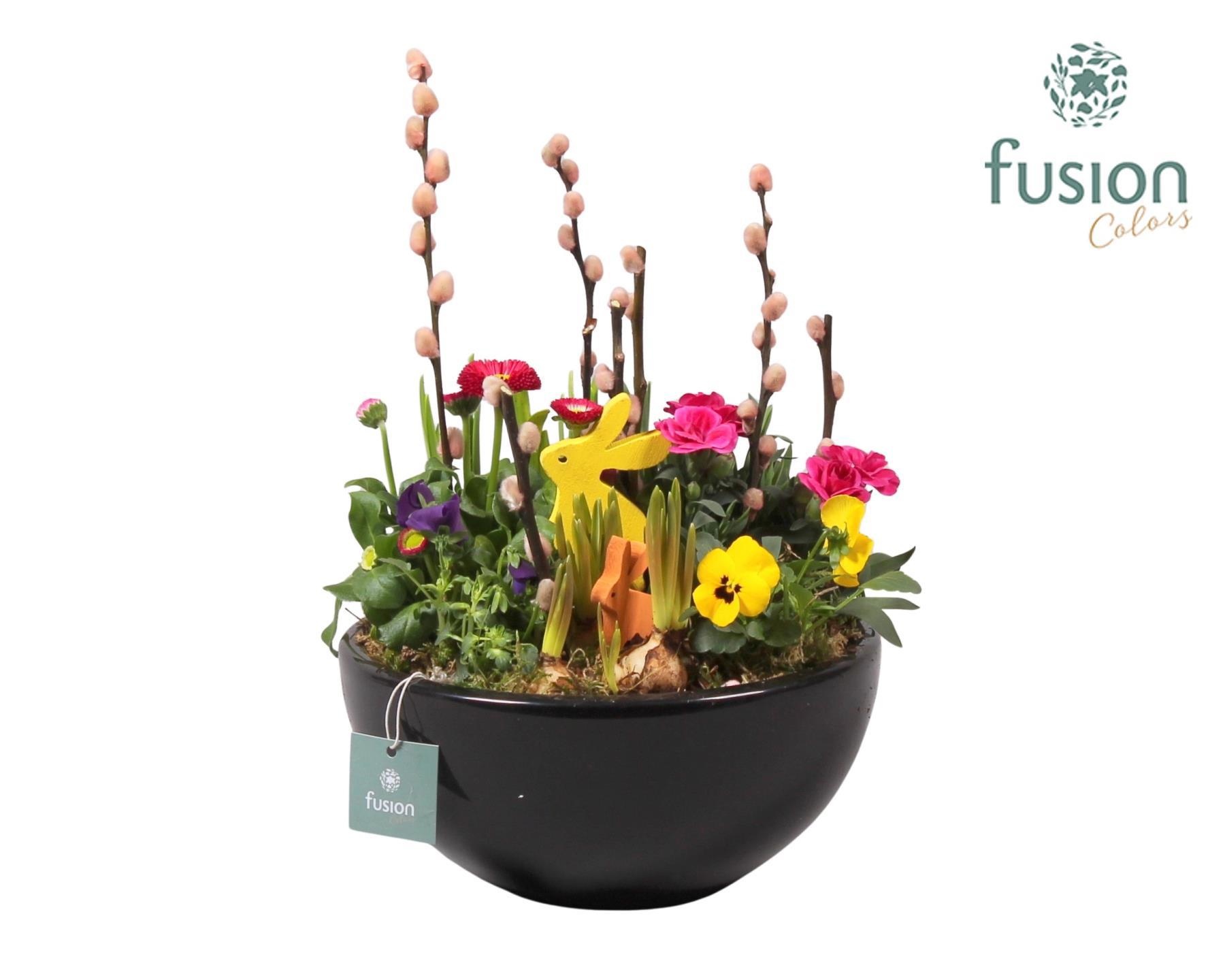 Schaal keramiek Moon Large zwart Pasen met Arrangement, D 22