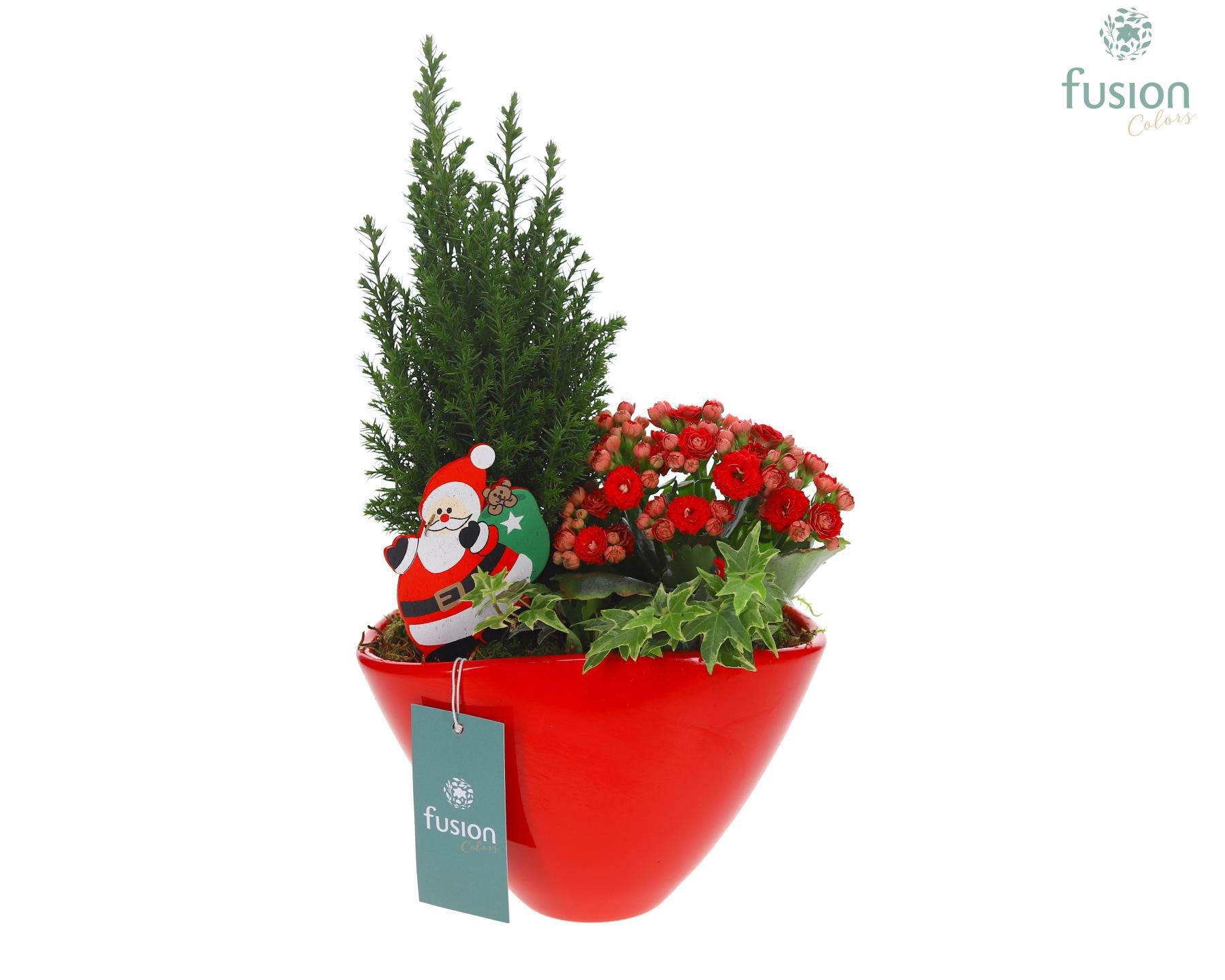 Keramiek ovaal Medium met Kerst Arrangement, D 18