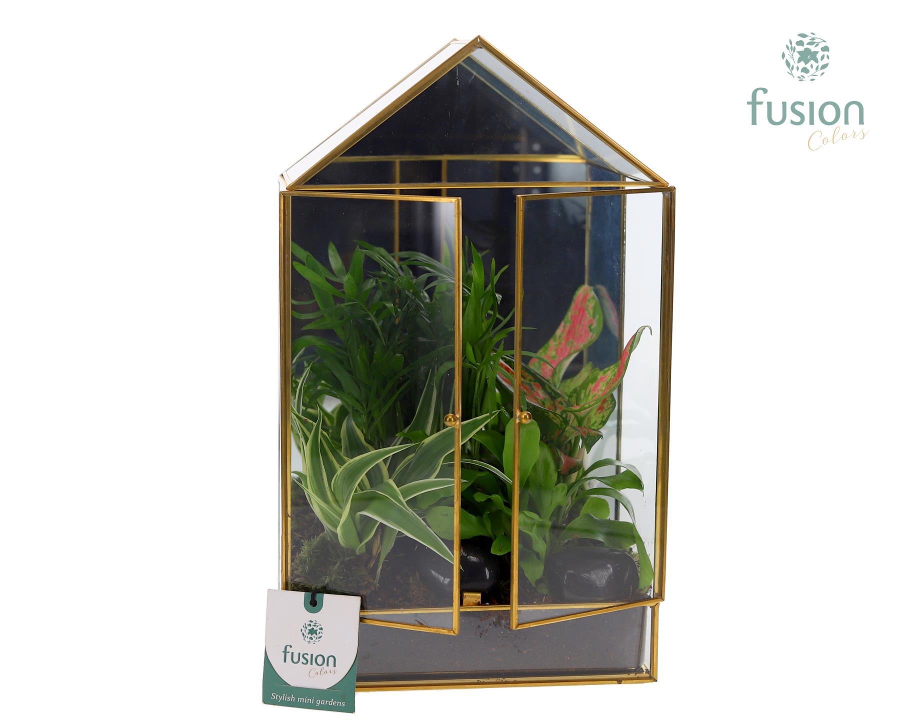 Metaal Geometrische plantenbak met arrangement, D 21