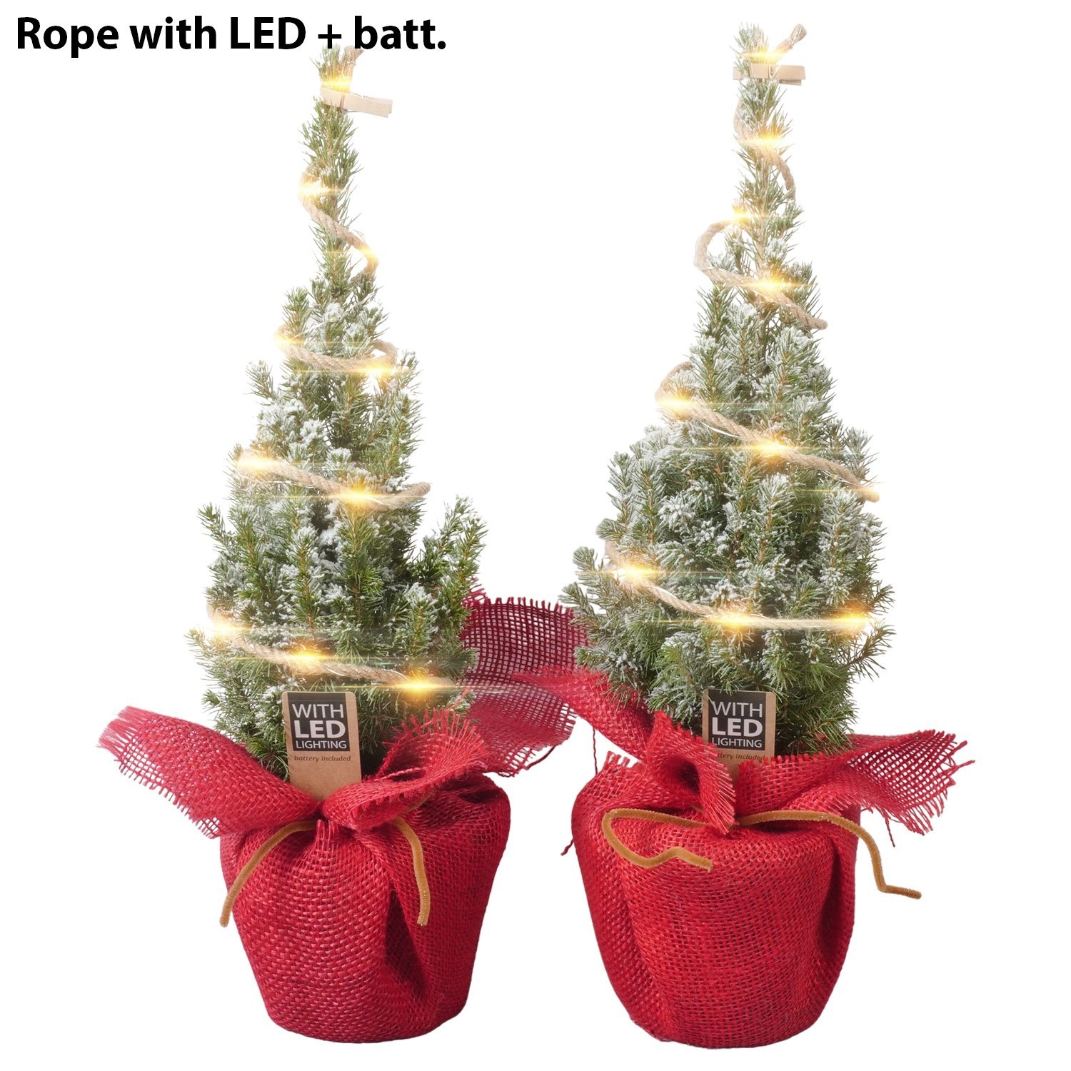 PTK26322 Conica Perfecta met sneeuw in jute met LED, D 13