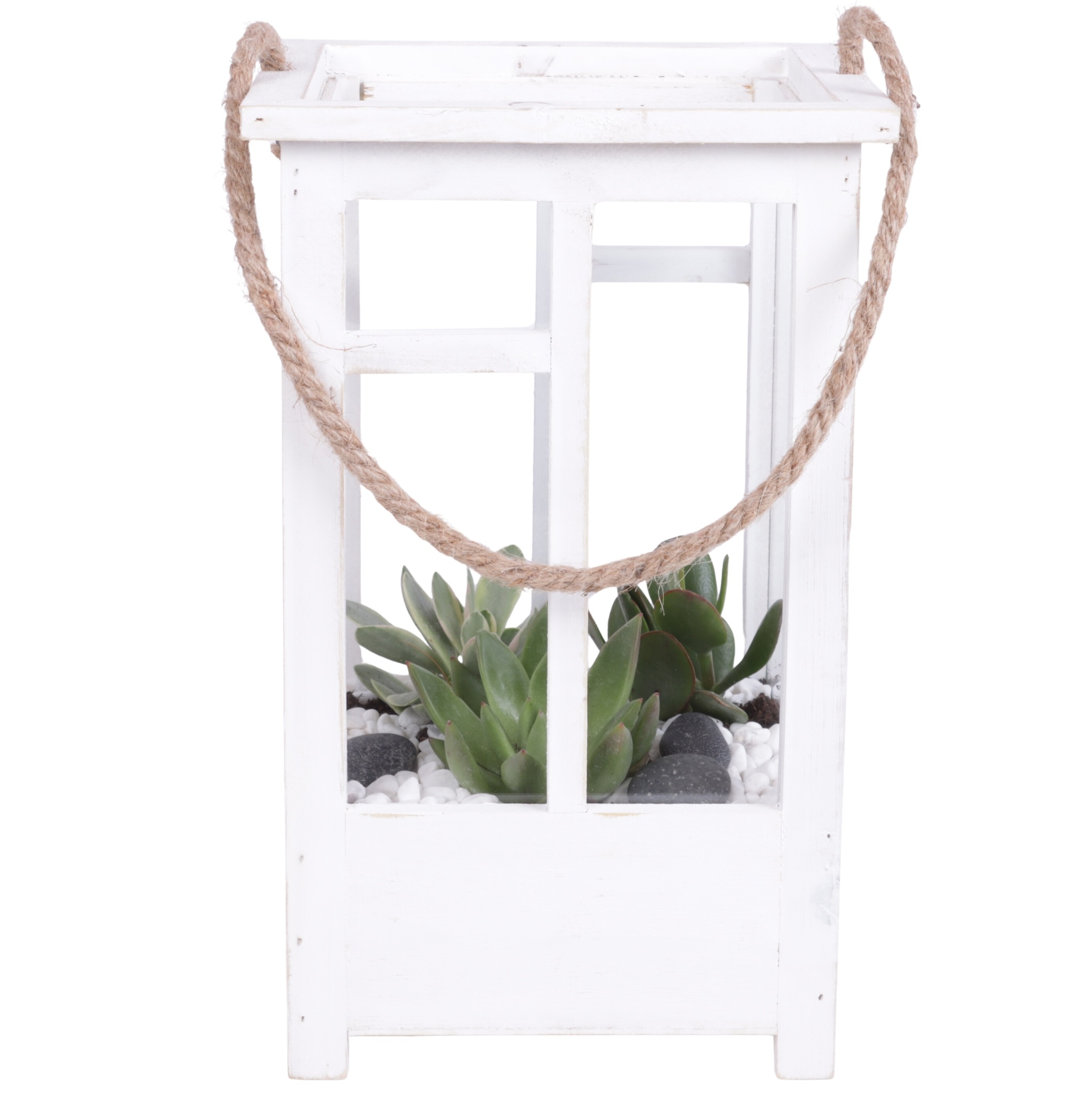 Yearround Arr. Succulent Wooden Lantern pot White mix/3 Ø19cm 2P, D 19 cm Yearround Arr. Succulent Wooden Lantern pot White mix/3 Ø19cm 2P, D 19 cm