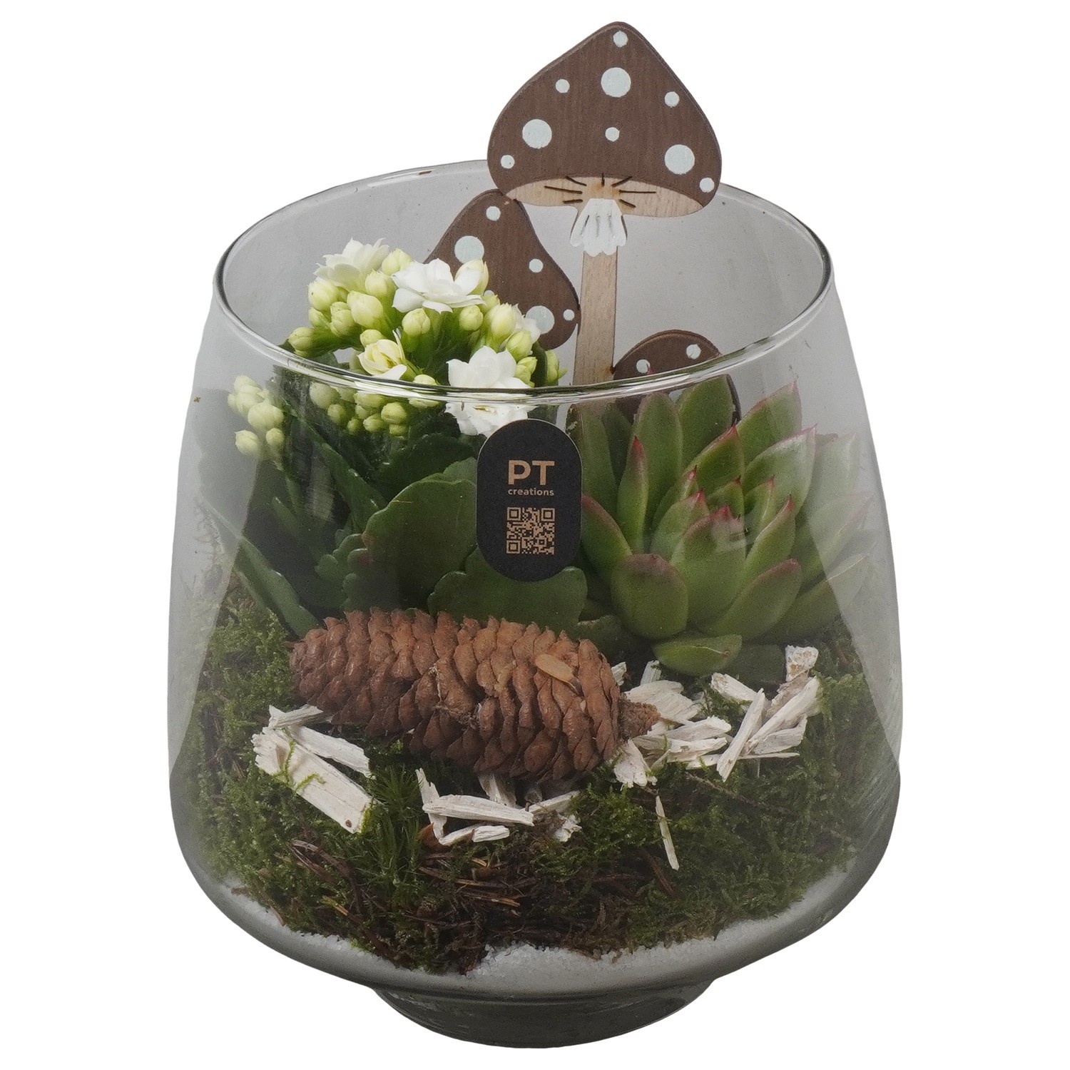 PTHG8292 Arrangement Autumn Glass in glazen vaas, D 14