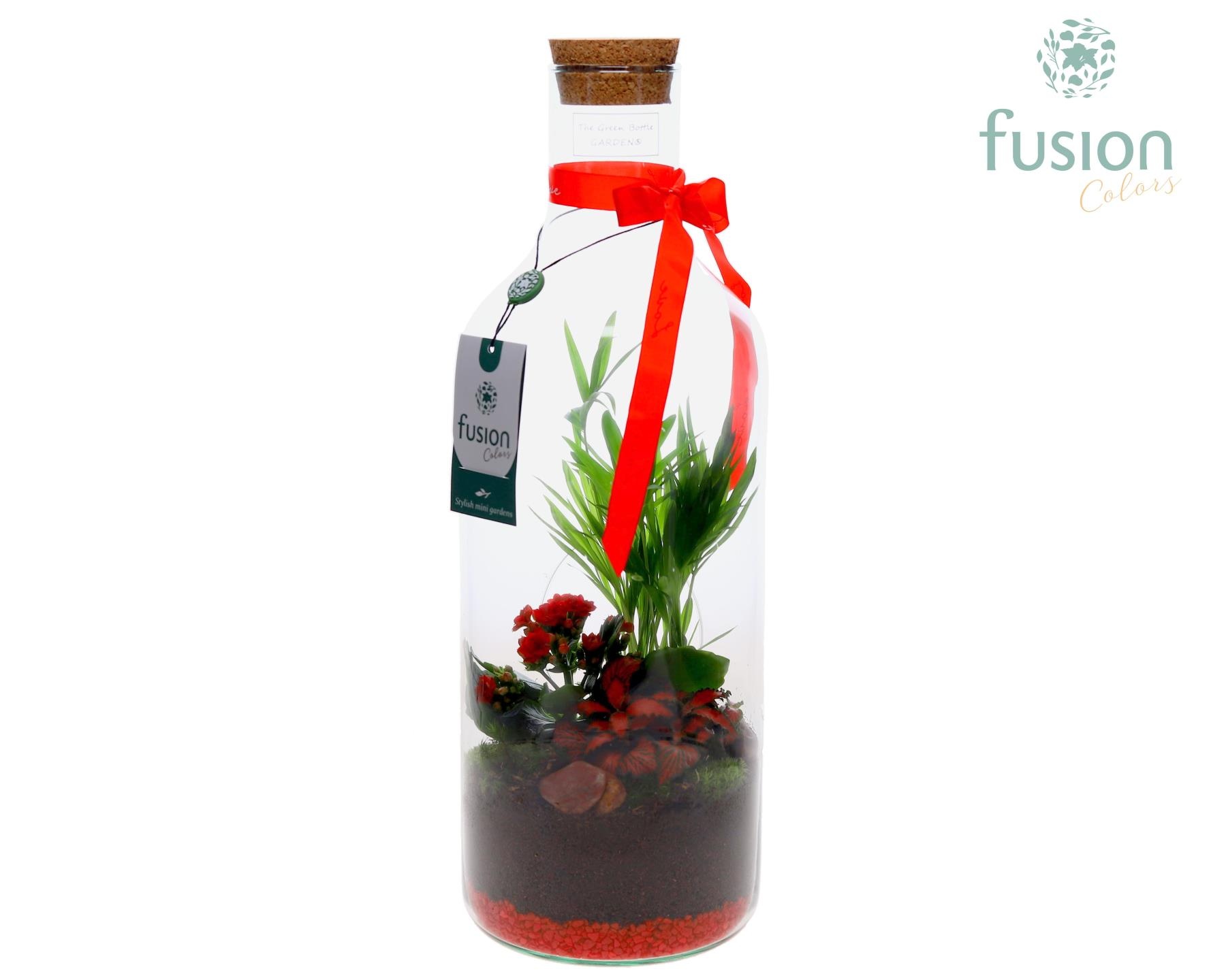Green Bottle Fles Medium Love met Arrangement, D 15