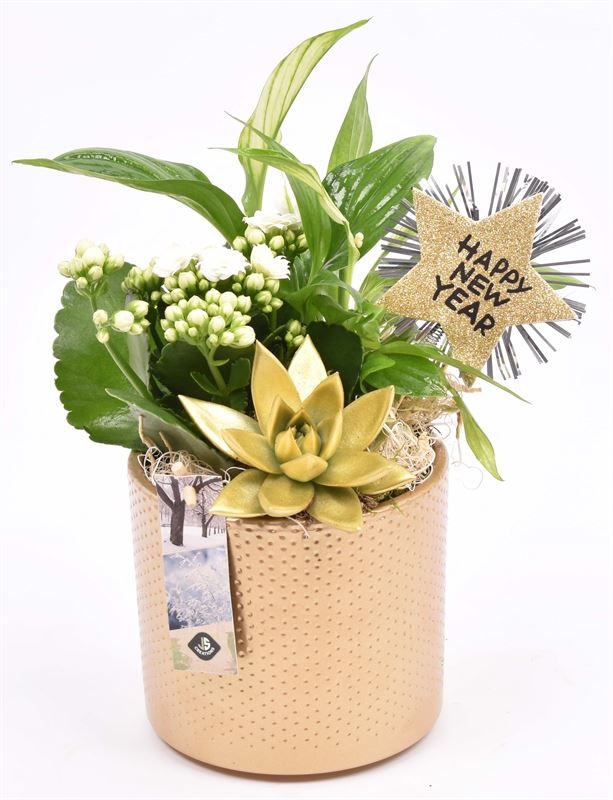 Keramiek pot goud 14cm, D 14