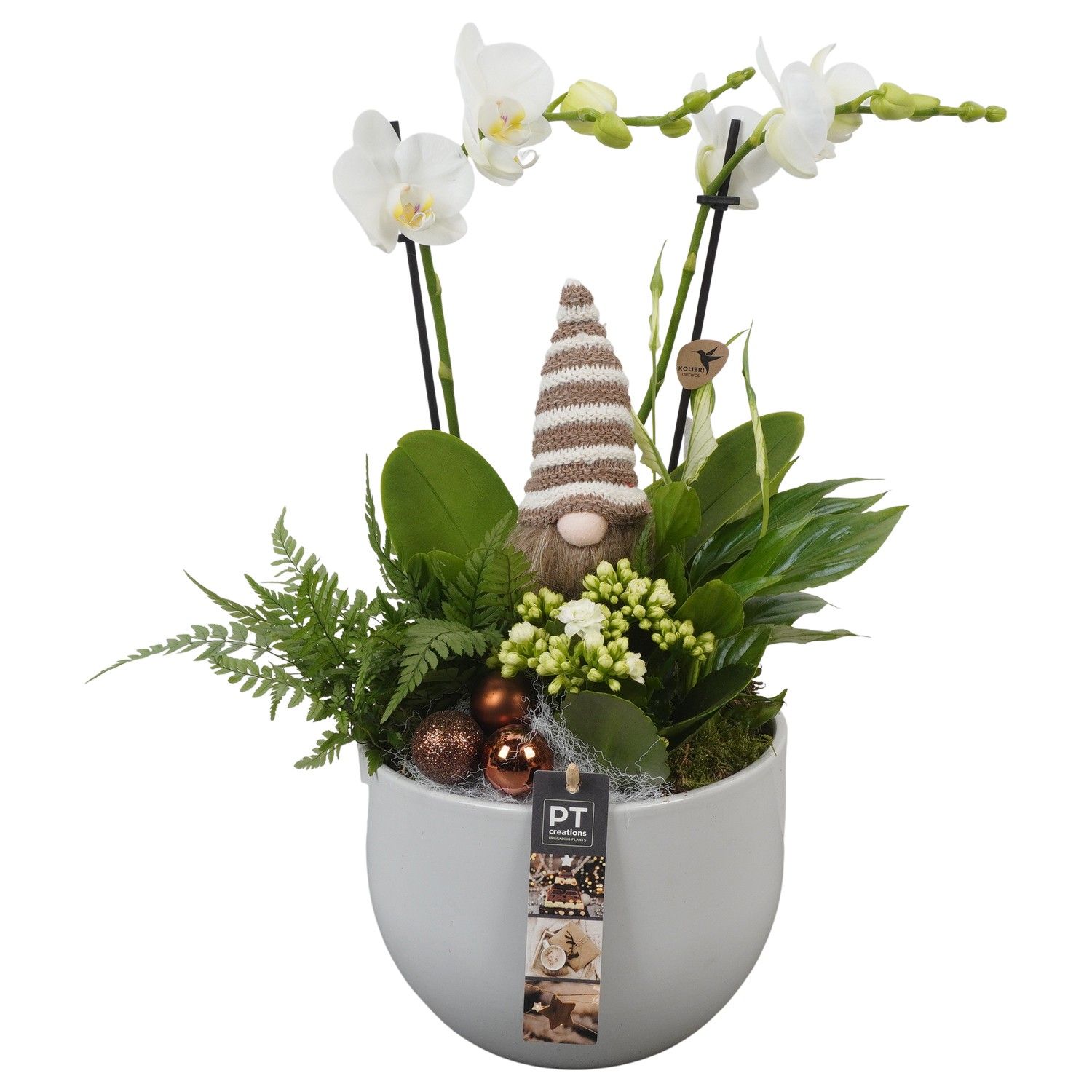 PTCHB9755 Arrangement Christmas Bronze in keramiek pot, D 19 cm