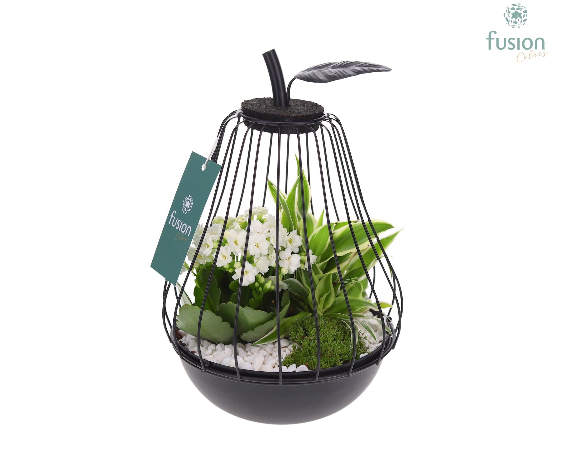 Peer metaal zwart Small met arrangement, D 17