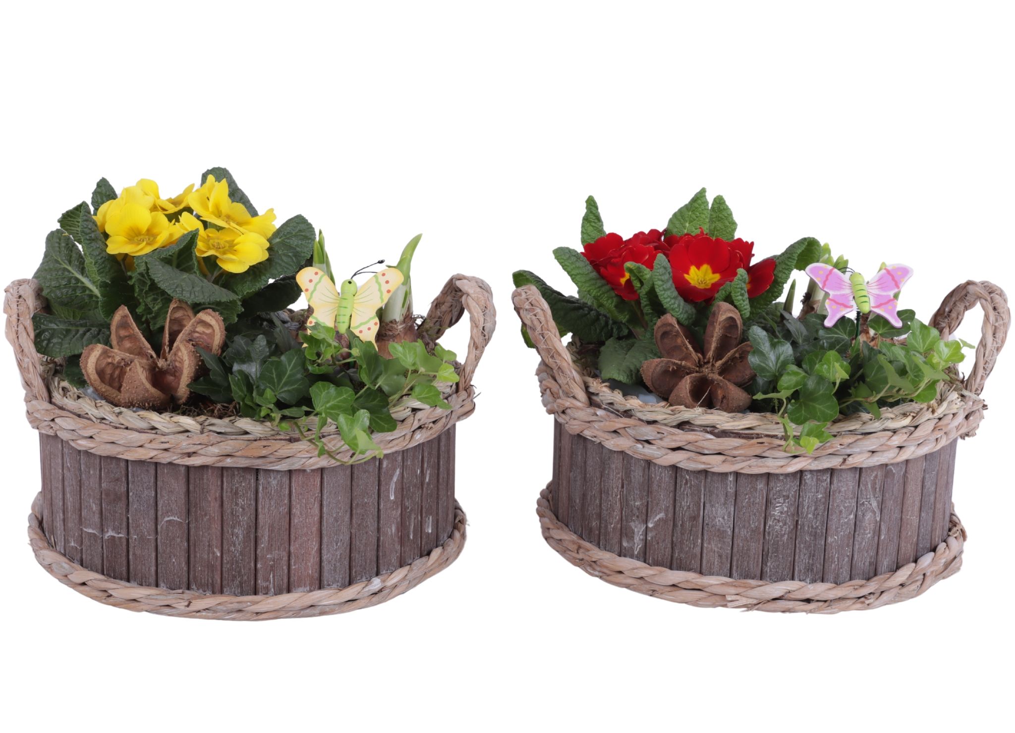 Early Spring Arr. Outdoor Wooden Pot Round Waterhyacint RimØ25cm, D 25