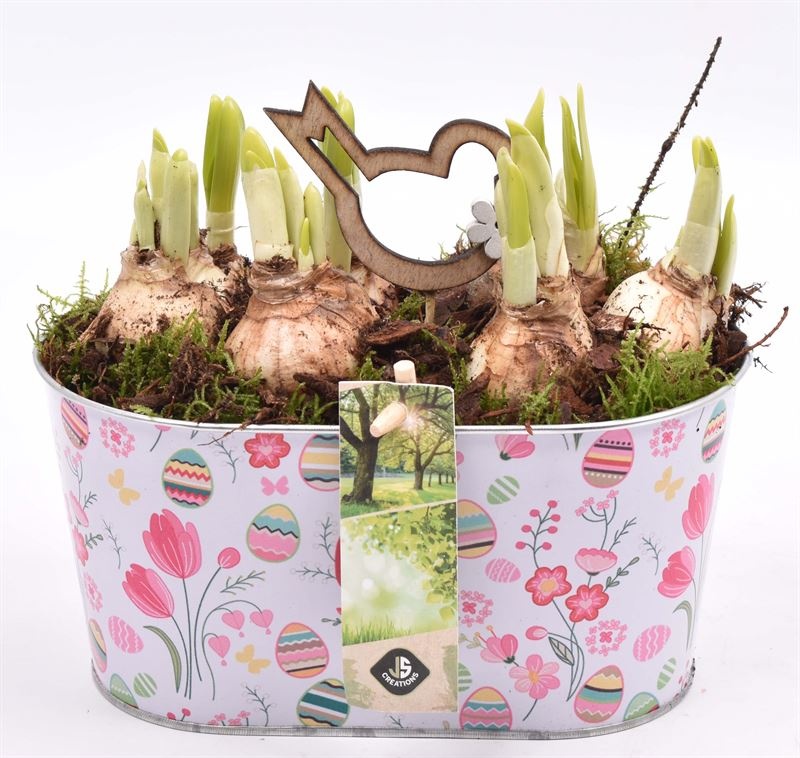 Zink ovaal paasdecor 19x11,5cm, D 19