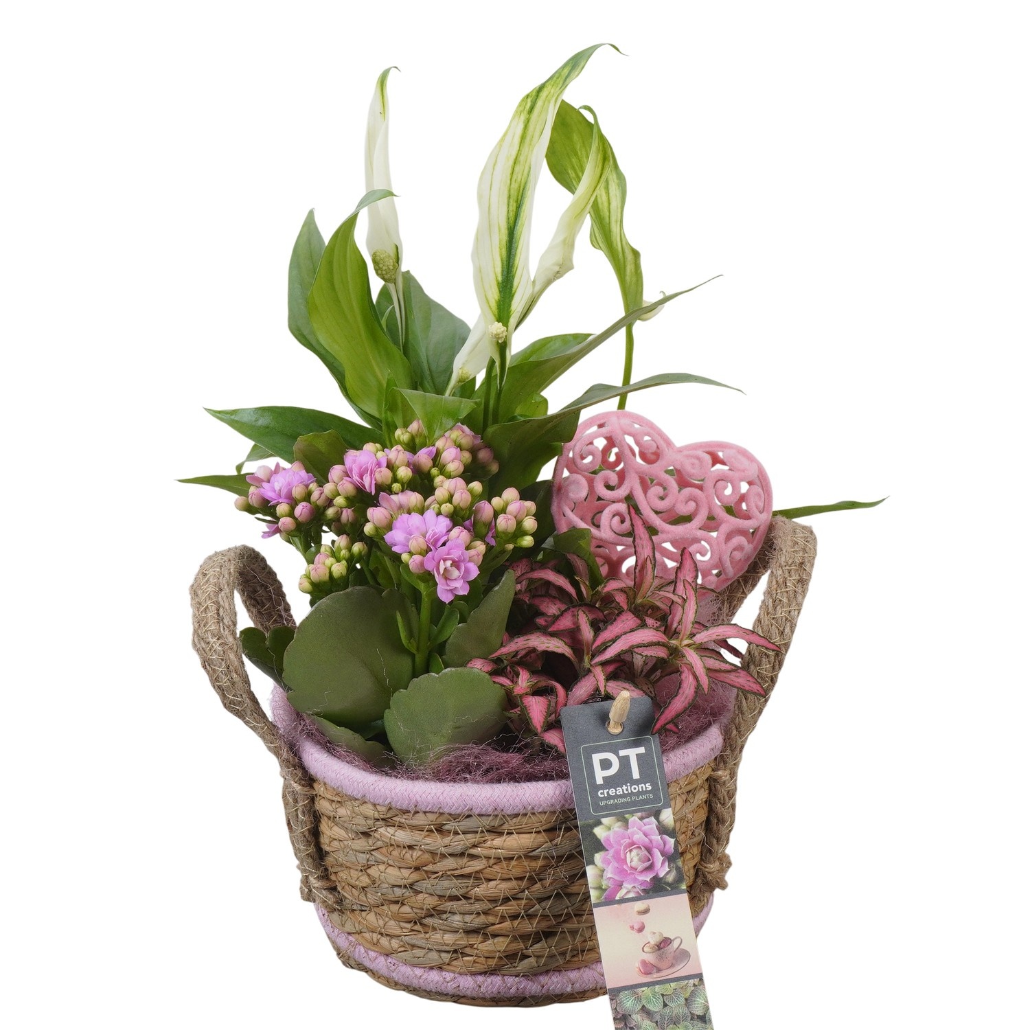 PTVMB2330 Arrangement Valentines-Mothersday in riet mand, D 15