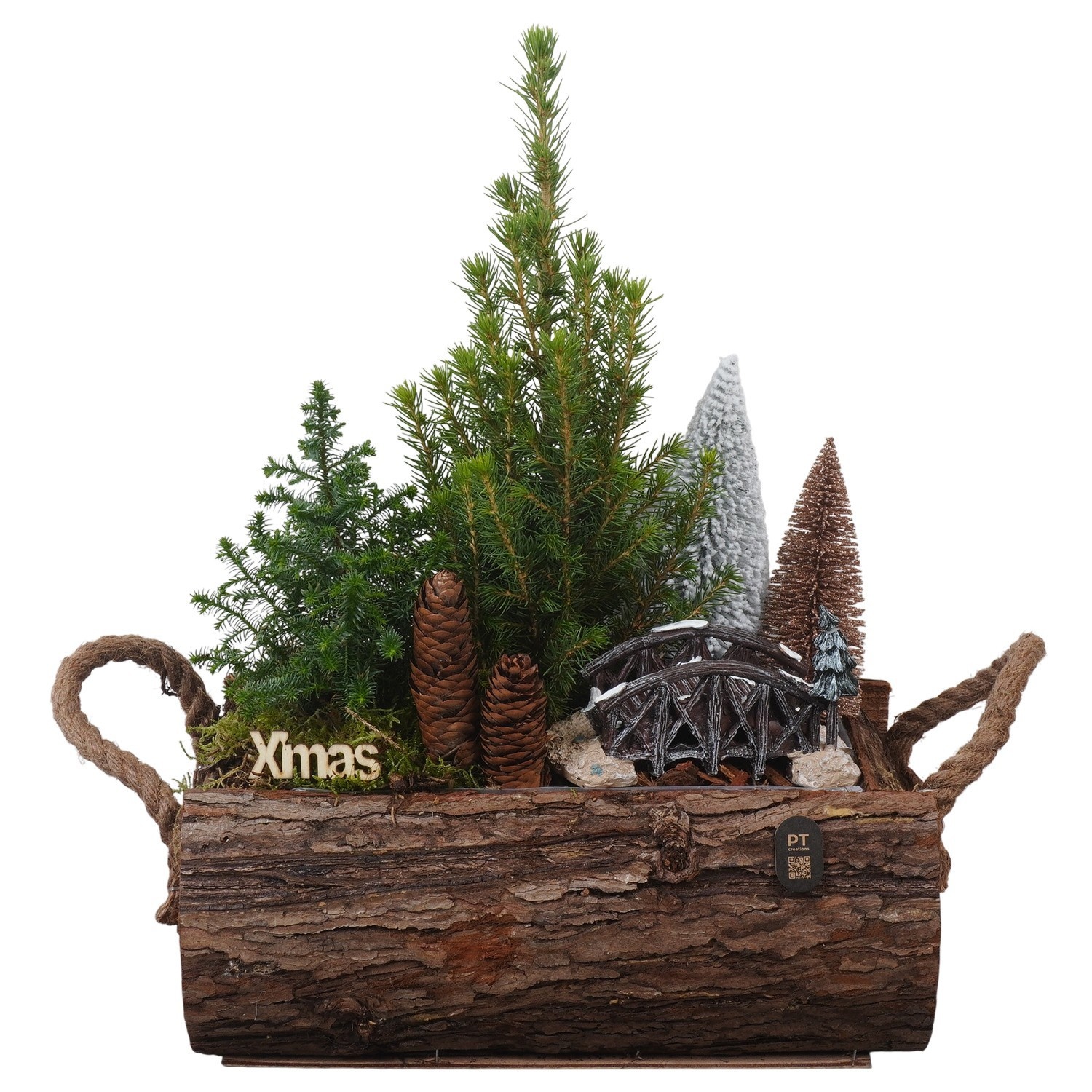 PTCWW7793 Arrangement Winter in houten bak, D 30