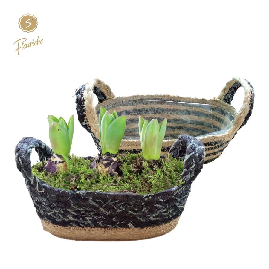 (3707) Hyacint Blue Jeans Oval 3PP Mos, D 23 cm