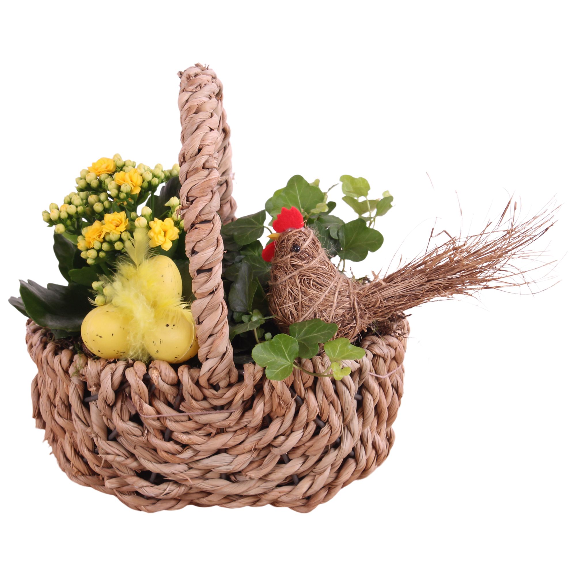 Easter Arr. Indoor Waterhyacint Handle Basket Ø21cm 2PP, D 21