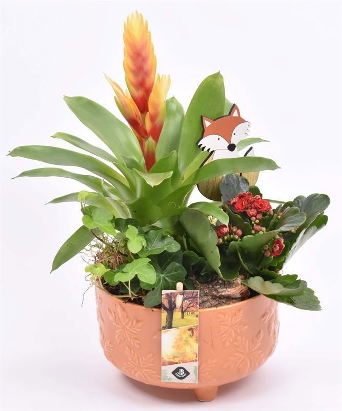 Ker. schaal bladdec. op poot 16cm, D 16